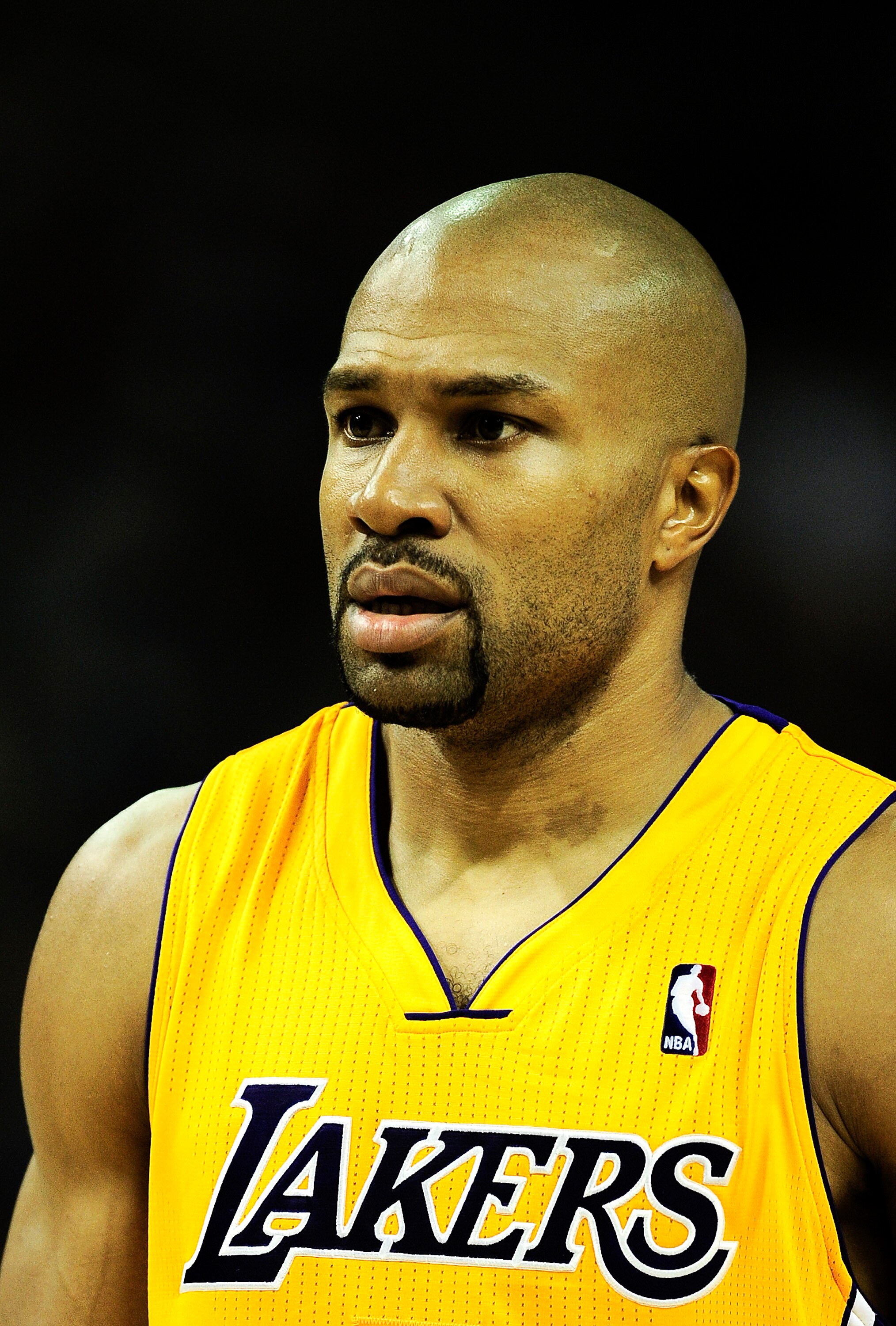 BARCELONA, SPAIN - OCTOBER 07:  Derek Fisher #2 of the Los Angeles Lakers looks on during the NBA Europe Live match between Los Angeles Lakers and Regal FC Barcelona at the at Palau Blaugrana on October 7, 2010 in Barcelona, Spain.  (Photo by David Ramos/