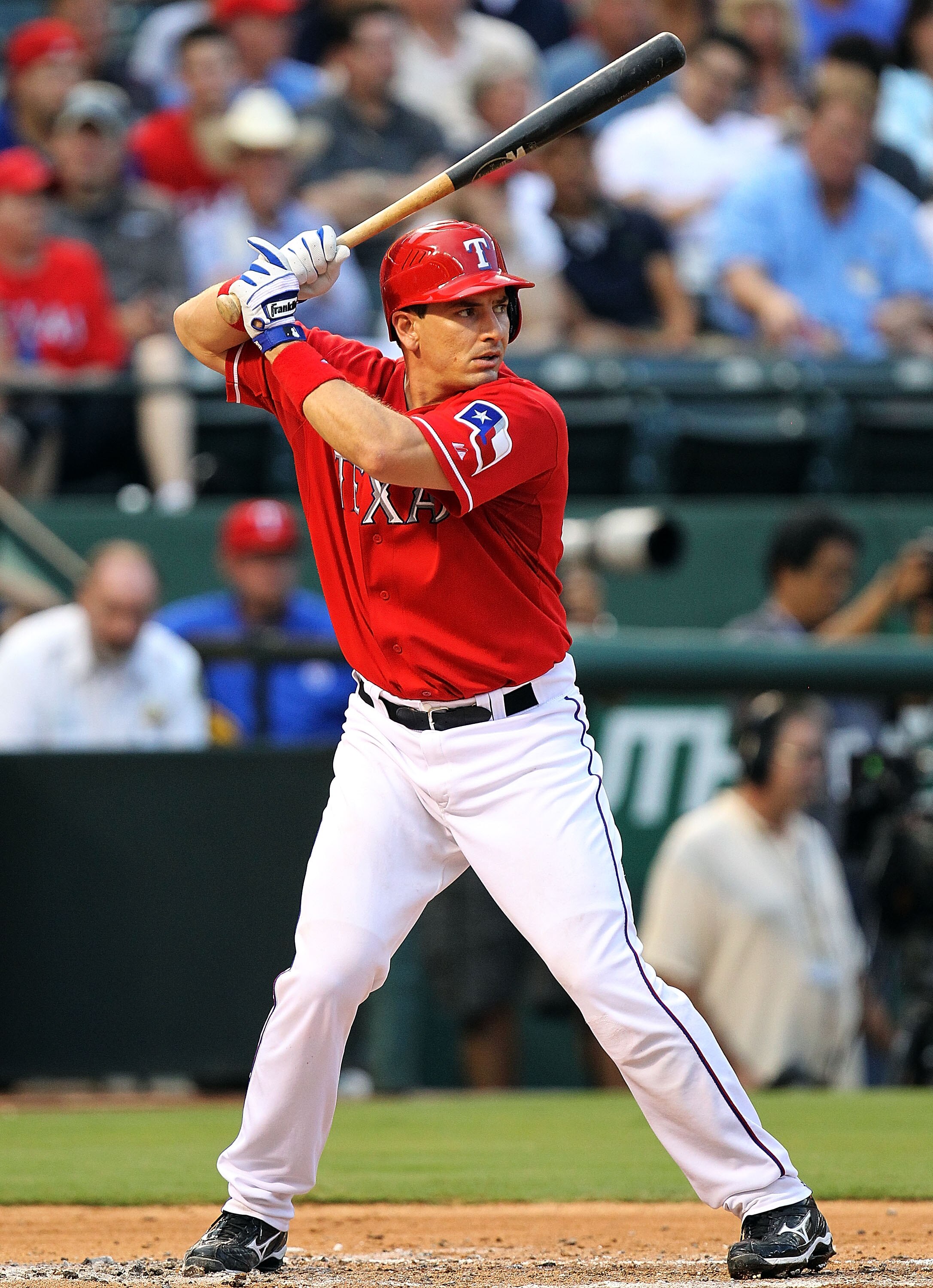 ARLINGTON, TX - JULY 23:  Matt Treanor of the Texas Rangers on July 23, 2010 at Rangers Ballpark in Arlington, Texas.  (Photo by Ronald Martinez/Getty Images)