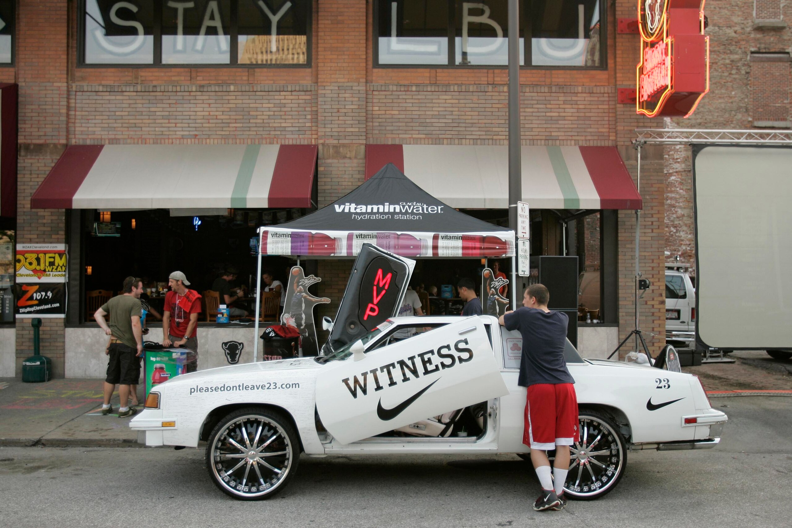 CLEVELAND - JULY 8:  Fans in Cleveland gather before the start of the LeBron James Television Special July 8, 2010 in Cleveland, Ohio. The two-time Most Valuable Player has the choice of remaining with the Cleveland Cavaliers or signing with a new team. (