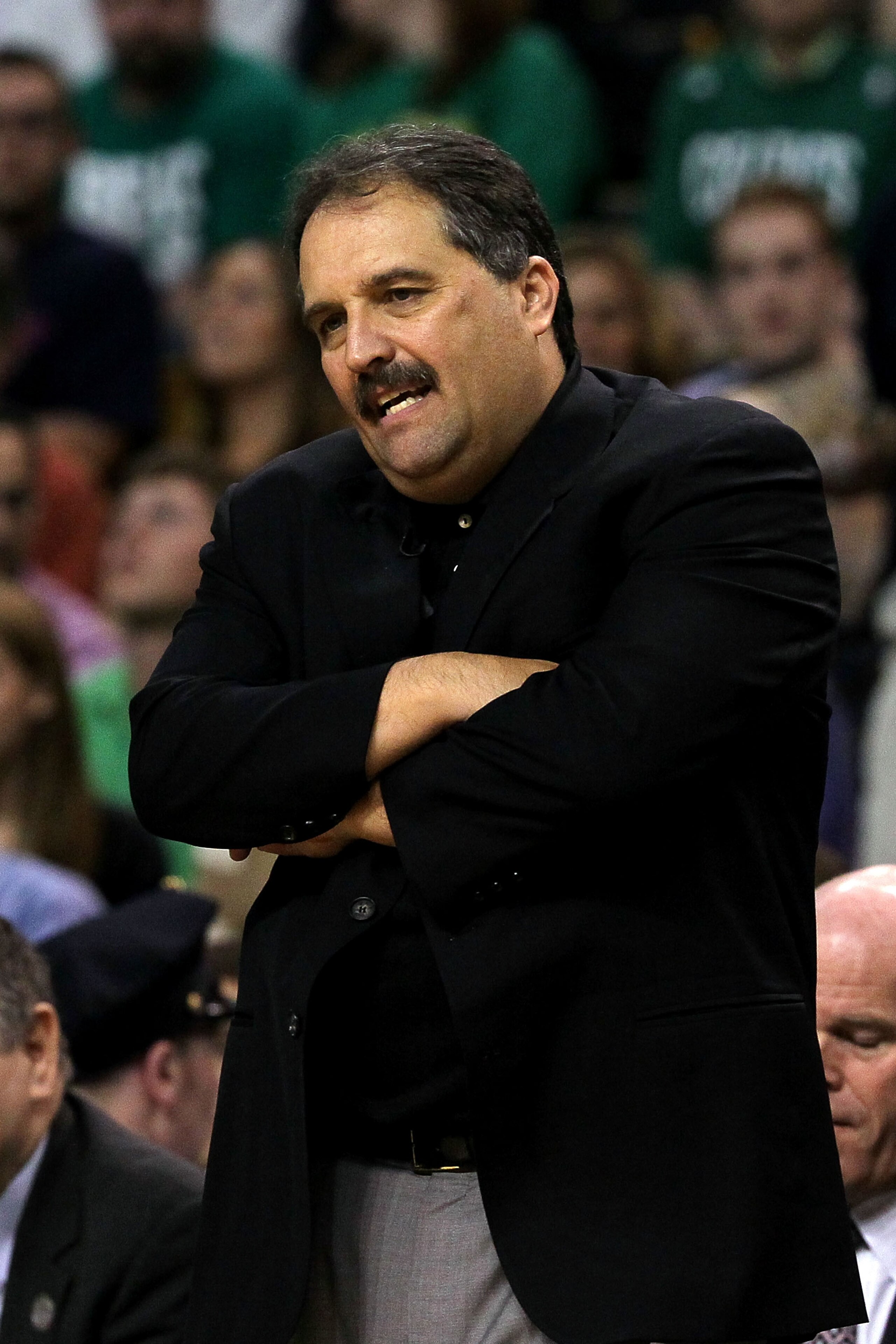 BOSTON - MAY 28:  Head coach Stan Van Gundy of the Orlando Magic reacts as he coaches against the Boston Celtics in Game Six of the Eastern Conference Finals during the 2010 NBA Playoffs at TD Garden on May 28, 2010 in Boston, Massachusetts.  NOTE TO USER