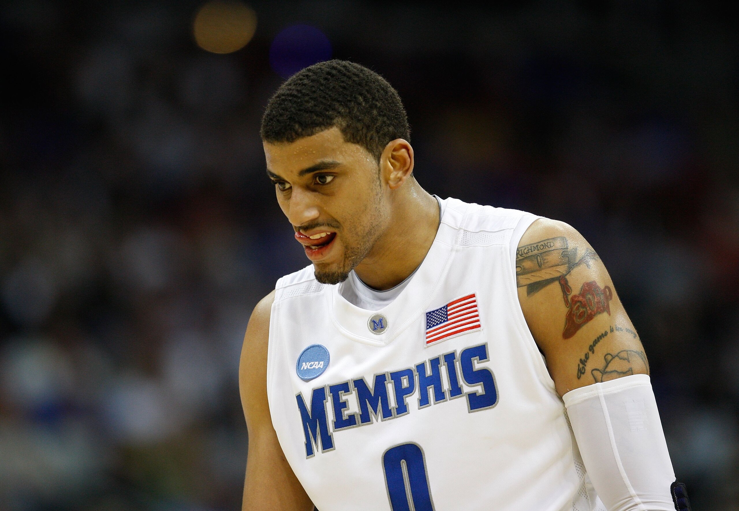 KANSAS CITY, MO - MARCH 21:  Shawn Taggart #0 of the Memphis Tigers looks on during their second round game against the Maryland Terrapins in the NCAA Division I Men's Basketball Tournament at the Sprint Center on March 21, 2009 in Kansas City, Missouri.