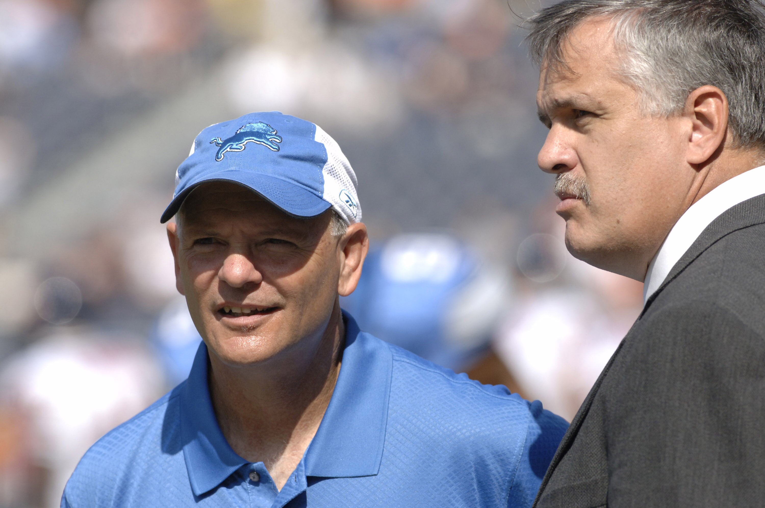 Detroit Lions coach Ron Marinelli with president Matt Millen on the sidelines during a game between the Chicago Bears and Detroit Lions at Soldier Field in Chicago, Illinois on September 17, 2006.  The Bears won 34 - 7.  (Photo by Al Messerschmidt/Getty I