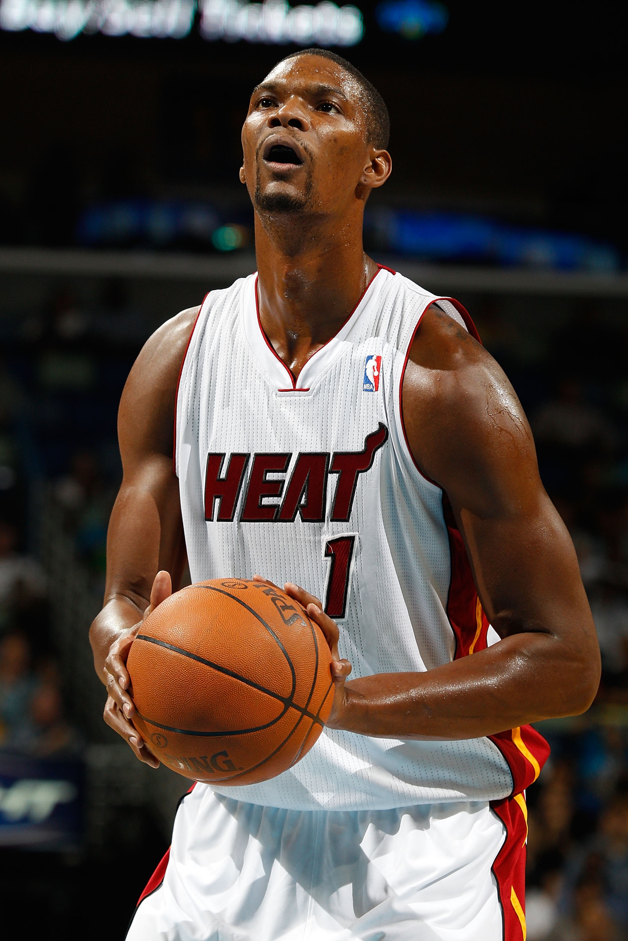 NEW ORLEANS - OCTOBER 13:  Chris Bosh #1 of the Miami Heat in action during the game against the New Orleans Hornets at the New Orleans Arena on October 13, 2010 in New Orleans, Louisiana.  NOTE TO USER: User expressly acknowledges and agrees that, by dow
