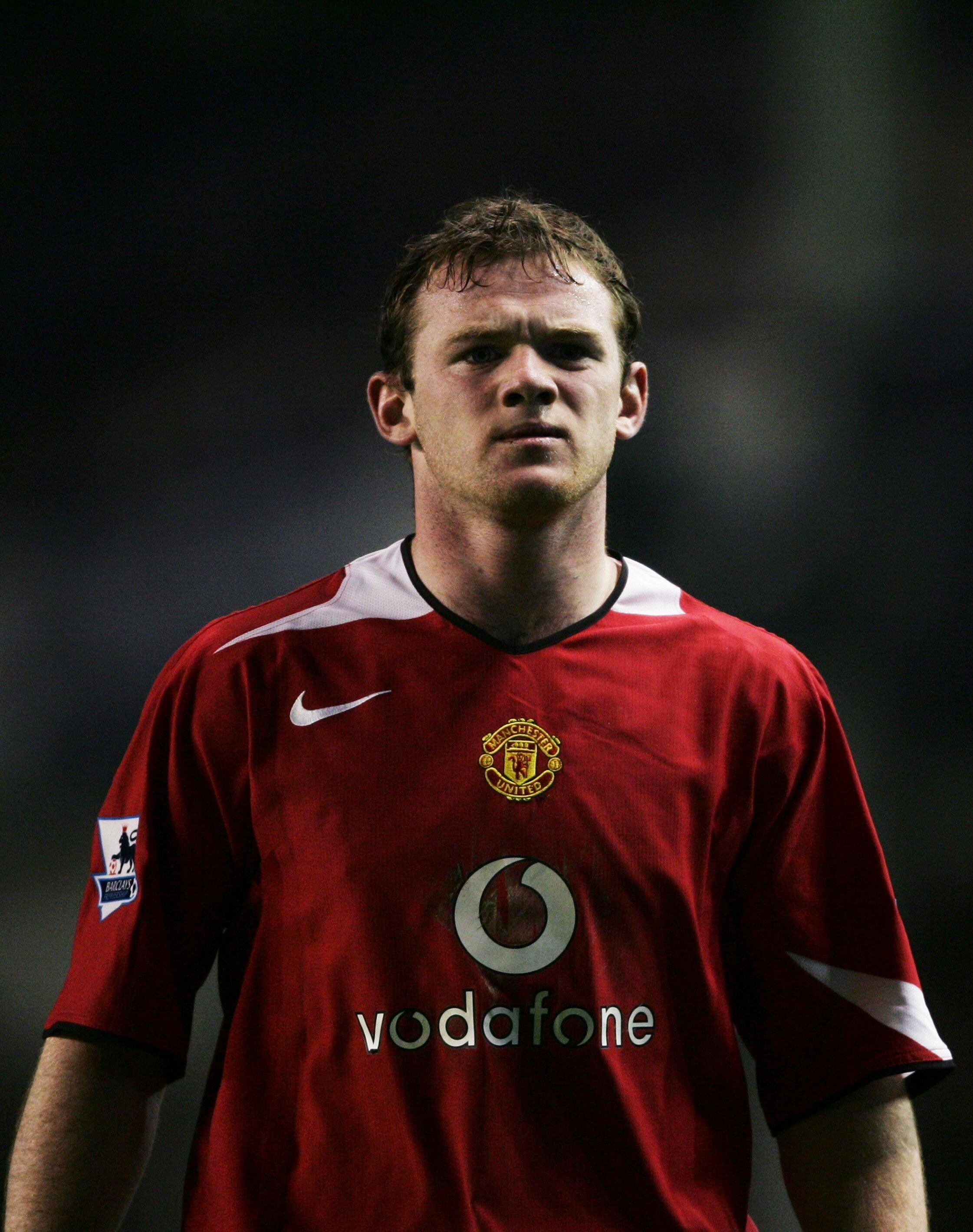 LIVERPOOL , ENGLAND - APRIL 20:  A portrait of Wayne Rooney of Manchester United during the Barclays Premiership match between Everton and Manchester United at Goodison Park on April 20, 2005 in Liverpool, England.  (Photo by Shaun Botterill/Getty Images)