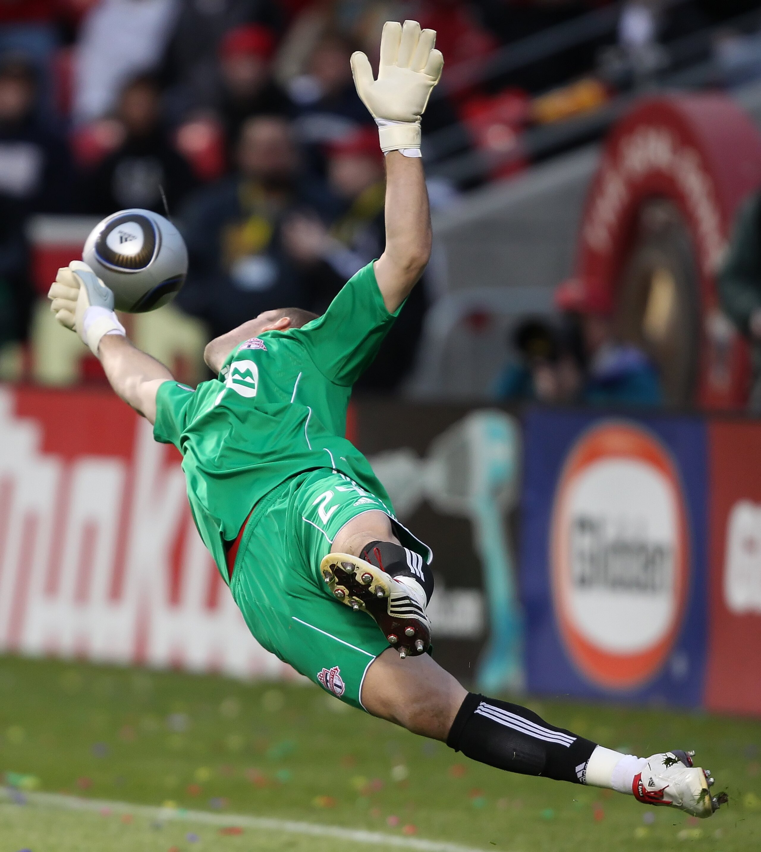 SANDY, UTAH - MAY 1:  Goalie Stefan Frei #24 of Toronto FC blocks a goal kick during the game against Real Salt Lake at Rio Tinto Stadium on May 1, 2010 in Sandy, Utah.  Real Salt Lake defeated Toronto FC 2-1. (Photo by George Frey/Getty Images)