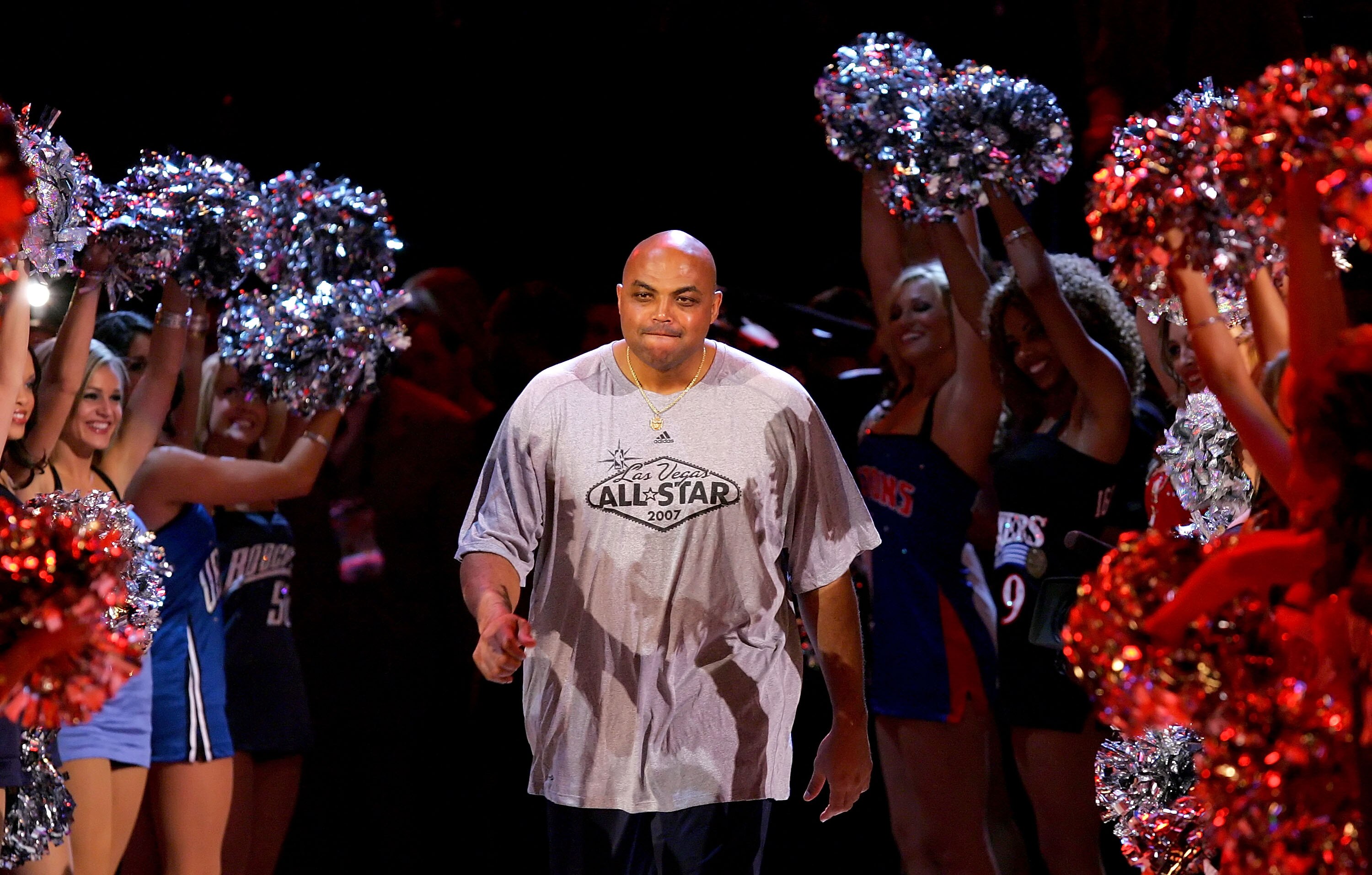 LAS VEGAS - FEBRUARY 17:  NBA legend Charles Barkley is introduced before the start of the Bavetta/Barkley Challenge during NBA All-Star Weekend on February 17, 2007 at Thomas & Mack Center in Las Vegas, Nevada.  NOTE TO USER: User expressly acknowledges 