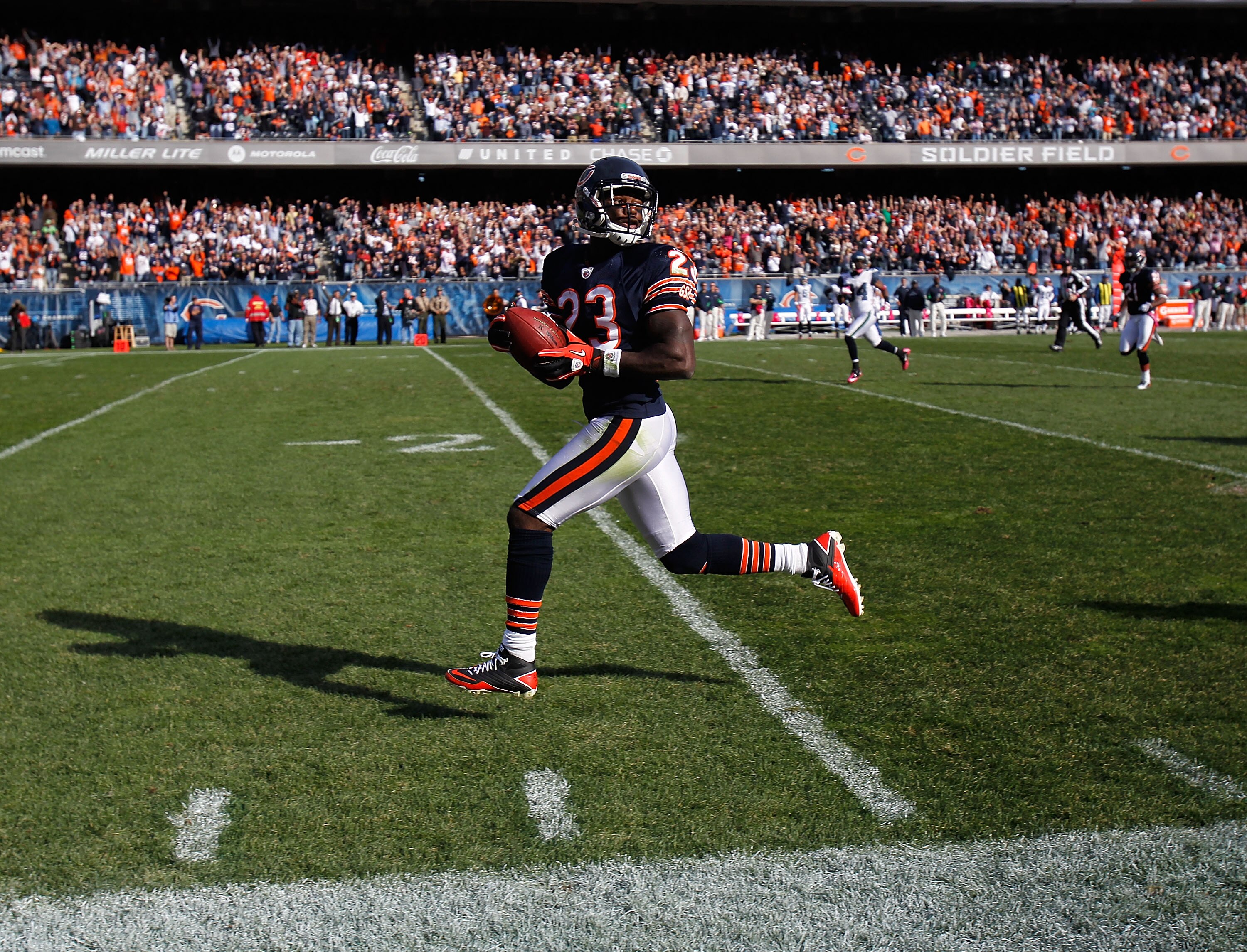 CHICAGO - OCTOBER 17: Devin Hester #23 of the Chicago Bears returns a punt 89 years for a touchdown in the 4th quarter against the Seattle Seahawks at Soldier Field on October 17, 2010 in Chicago, Illinois. The Seahawks defeated the Bears 23-20. (Photo by