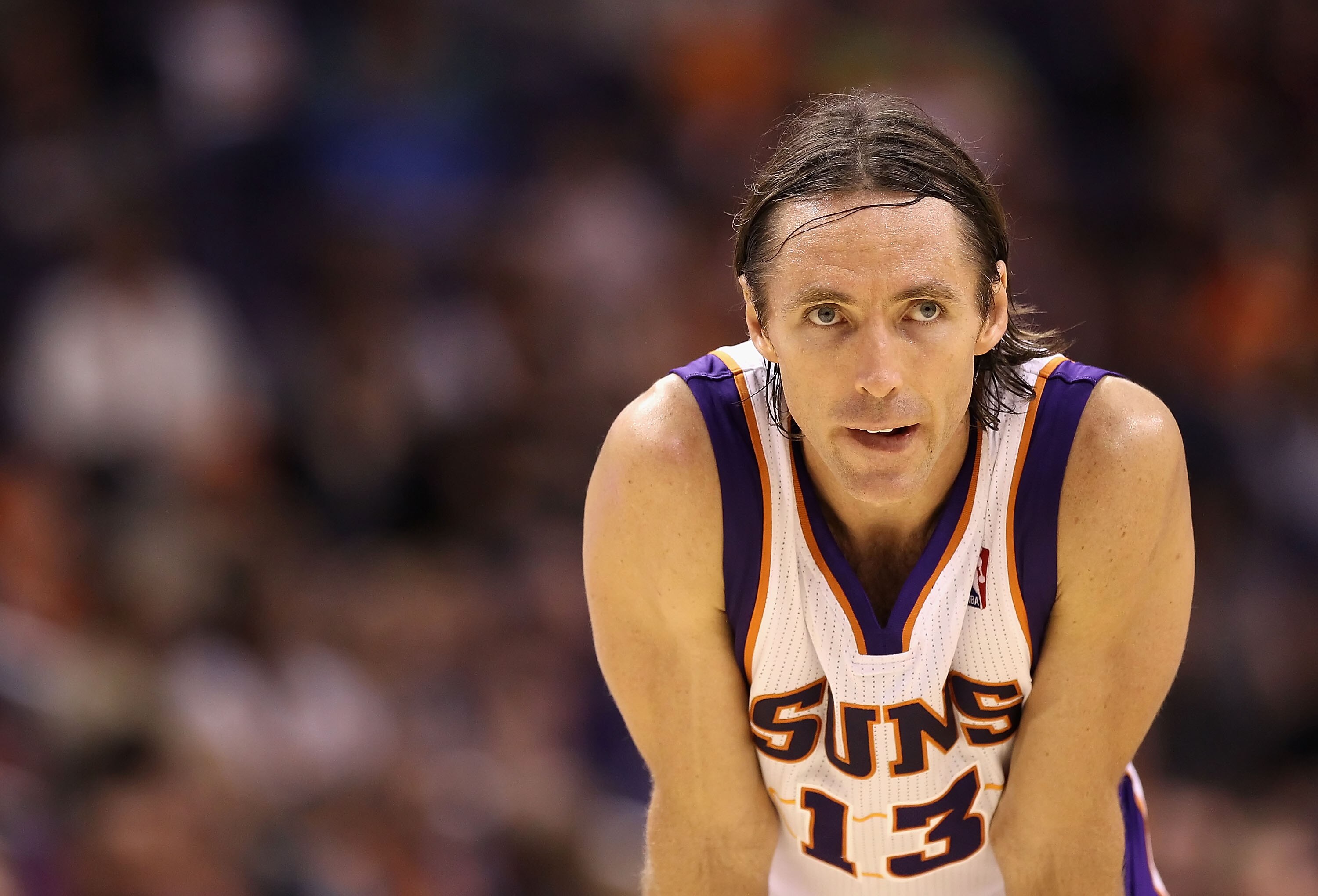 PHOENIX - OCTOBER 19:  Steve Nash #13 of the Phoenix Suns awaits a free throw shot during the preseason NBA game against the Golden State Warriors at US Airways Center on October 19, 2010 in Phoenix, Arizona. NOTE TO USER: User expressly acknowledges and