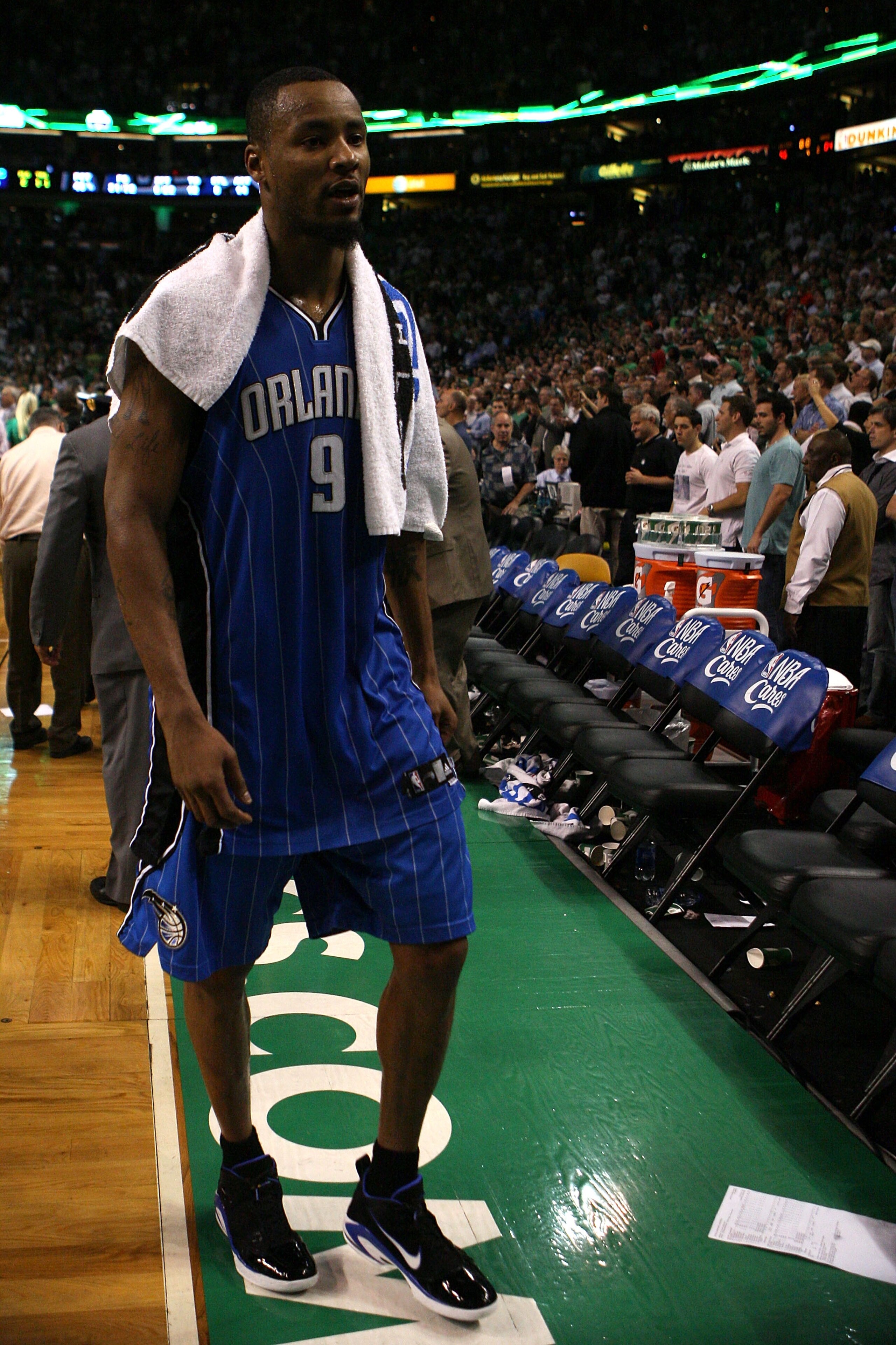 BOSTON - MAY 28:  Rashard Lewis #9 of the Orlando Magic walks off the court dejected after the Magic lost 96-84 against the Boston Celtics in Game Six of the Eastern Conference Finals during the 2010 NBA Playoffs at TD Garden on May 28, 2010 in Boston, Ma
