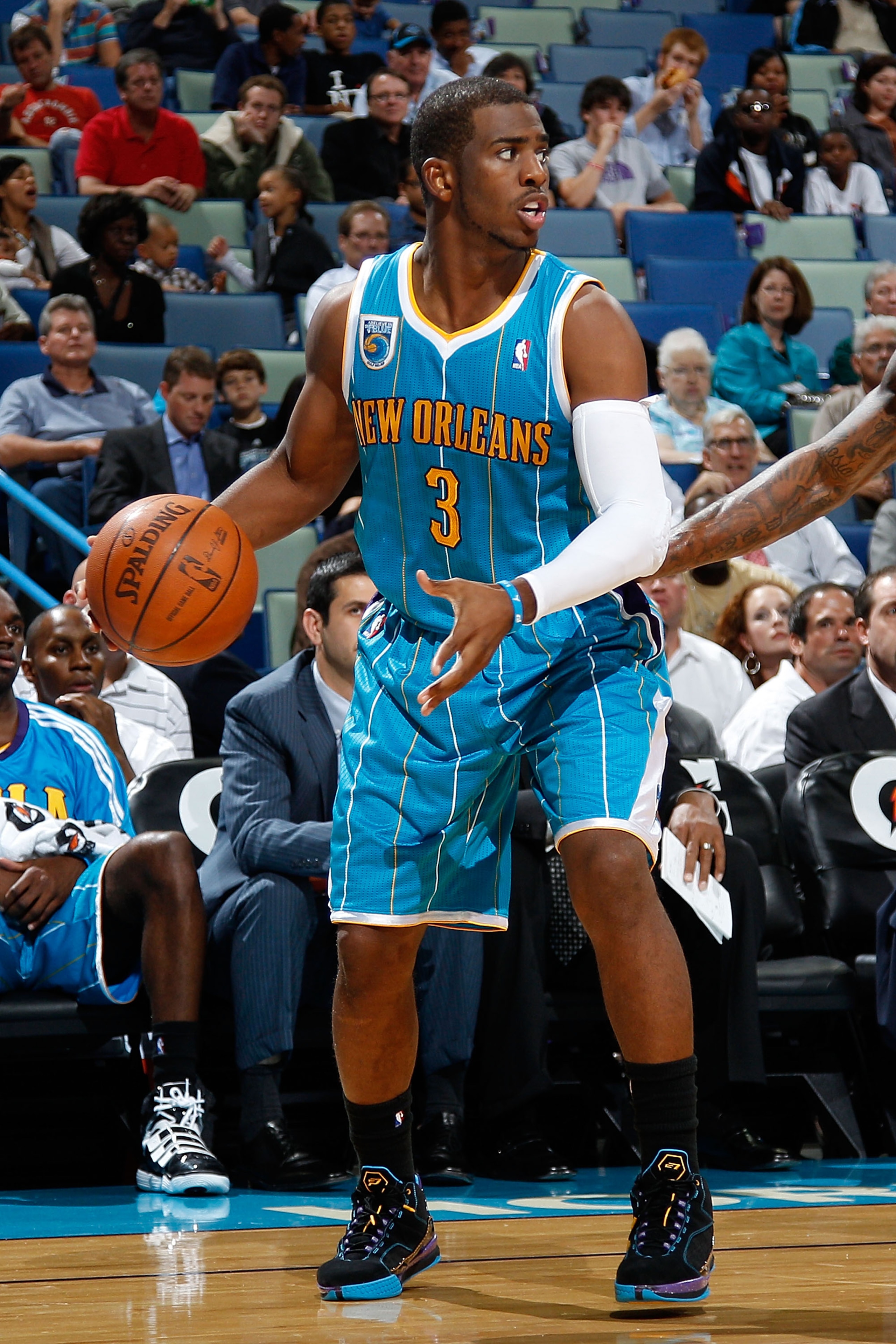 NEW ORLEANS - OCTOBER 13:  Chris Paul #3 of the New Orleans Hornets in action during the game against the Miami Heat at the New Orleans Arena on October 13, 2010 in New Orleans, Louisiana.  NOTE TO USER: User expressly acknowledges and agrees that, by dow