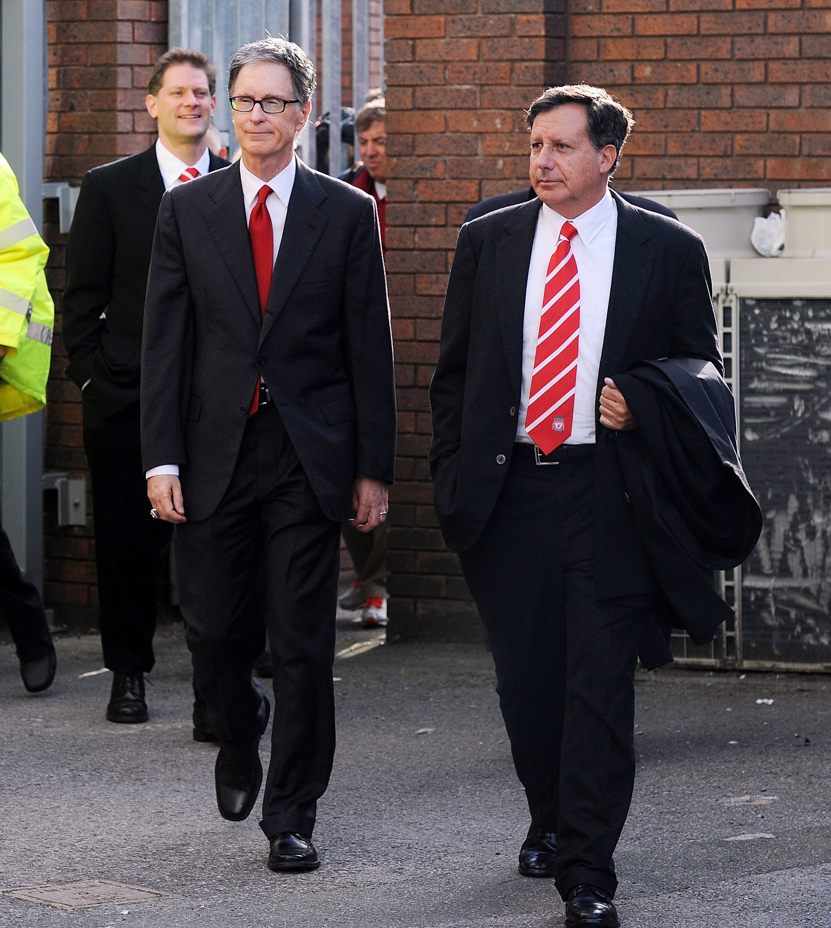 LIVERPOOL, ENGLAND - OCTOBER 17: (THE SUN OUT) (SALES OUT) In this handout image supplied by Liverpool Football Club, John W Henry and Thomas Werner the new NESV co-owners of Liverpool Football Club arrive for the Barclays Premier League match between E LIVERPOOL, ENGLAND - OCTOBER 17: (THE SUN OUT) (SALES OUT) In this handout image supplied by Liverpool Football Club, John W Henry and Thomas Werner the new NESV co-owners of Liverpool Football Club arrive for the Barclays Premier League match between E