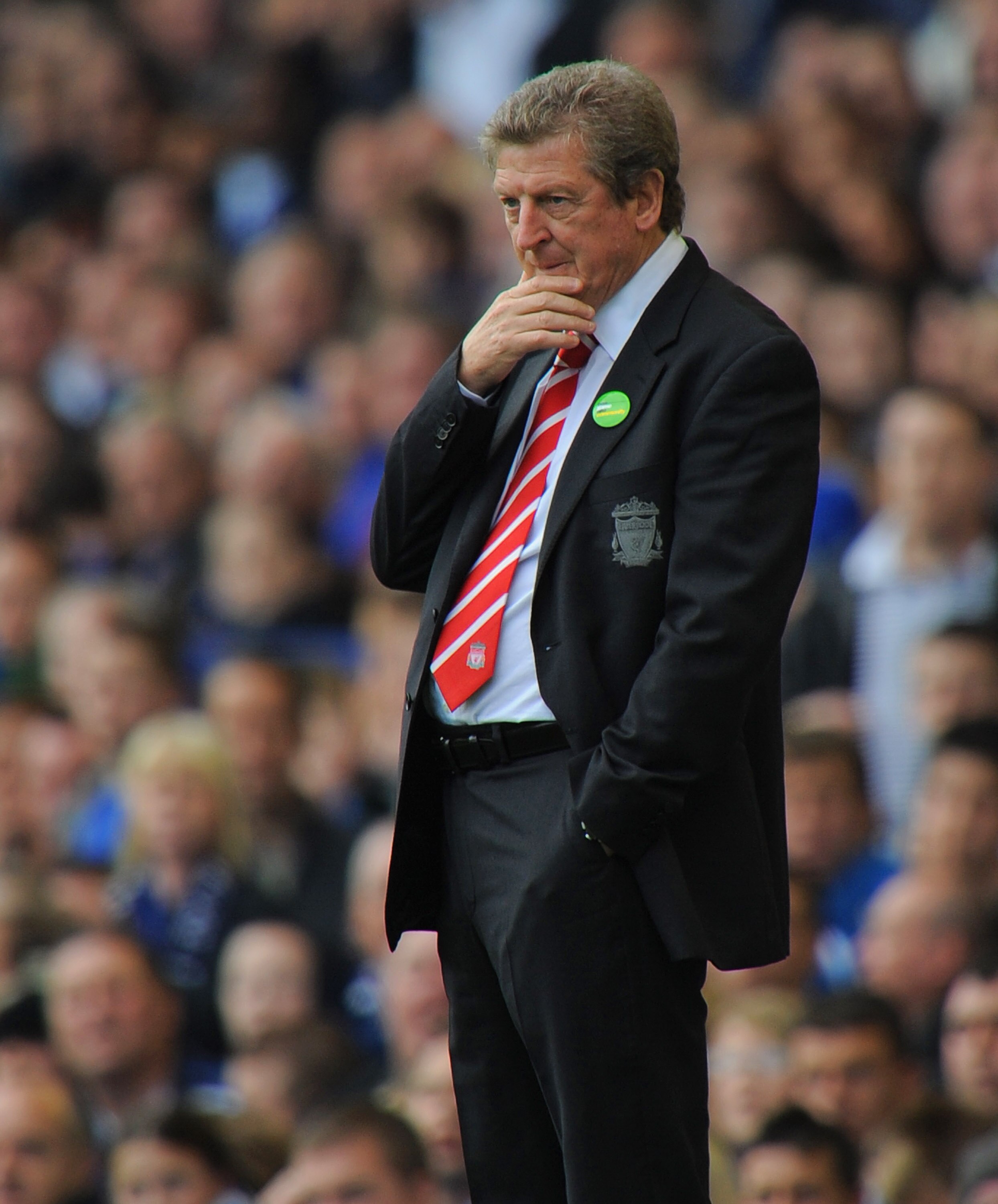 LIVERPOOL, ENGLAND - OCTOBER 17: Liverpool manager Roy Hodgson looks on during the Barclays Premier League match between Everton and Liverpool at Goodison Park on October 17, 2010 in Liverpool, England. (Photo by Michael Regan/Getty Images) LIVERPOOL, ENGLAND - OCTOBER 17: Liverpool manager Roy Hodgson looks on during the Barclays Premier League match between Everton and Liverpool at Goodison Park on October 17, 2010 in Liverpool, England. (Photo by Michael Regan/Getty Images)