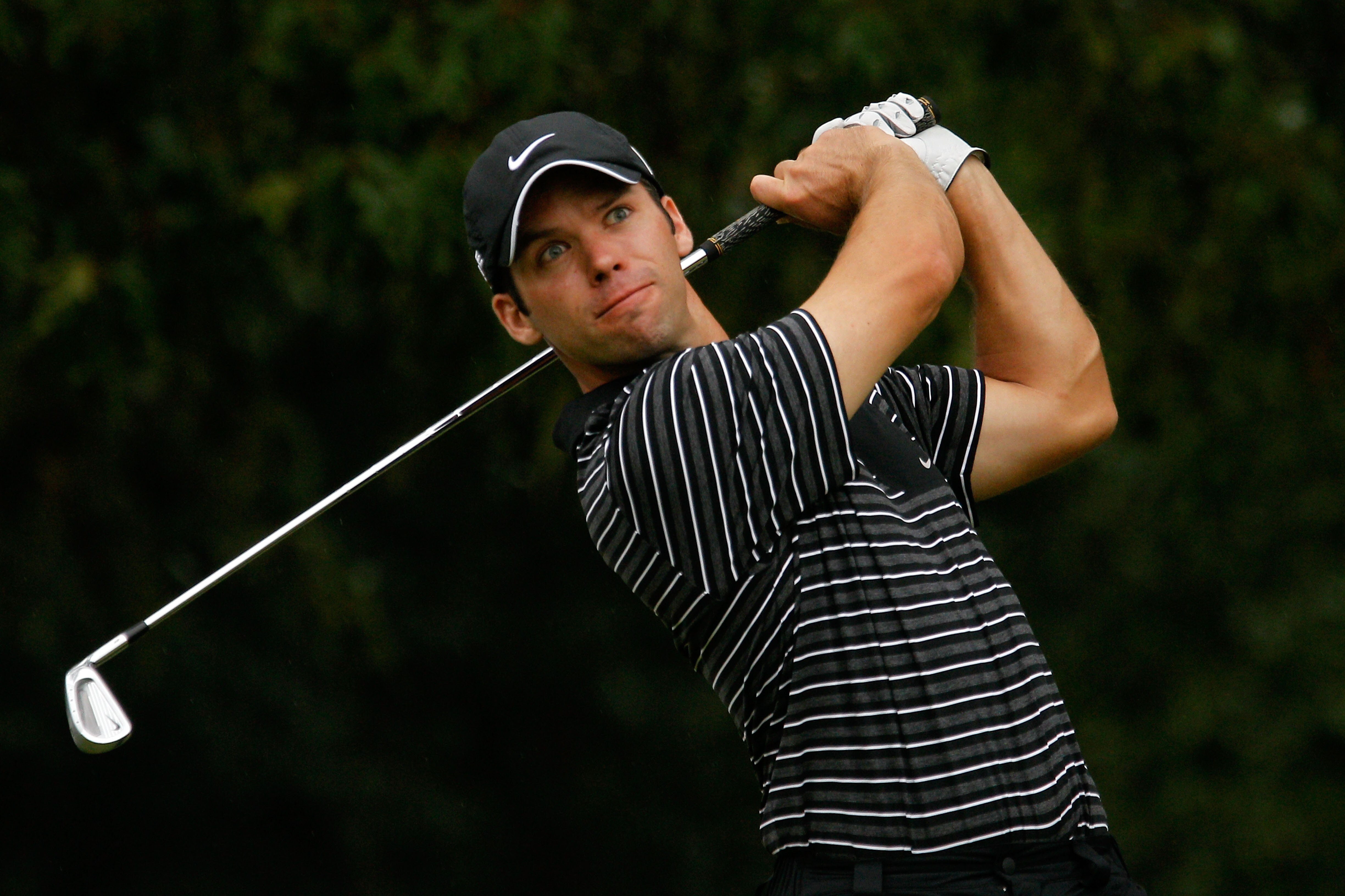 ATLANTA - SEPTEMBER 26:  Paul Casey of England hits his tee shot on the 12th hole during the final round of THE TOUR Championship presented by Coca-Cola at East Lake Golf Club on September 26, 2010 in Atlanta, Georgia.  (Photo by Scott Halleran/Getty Imag