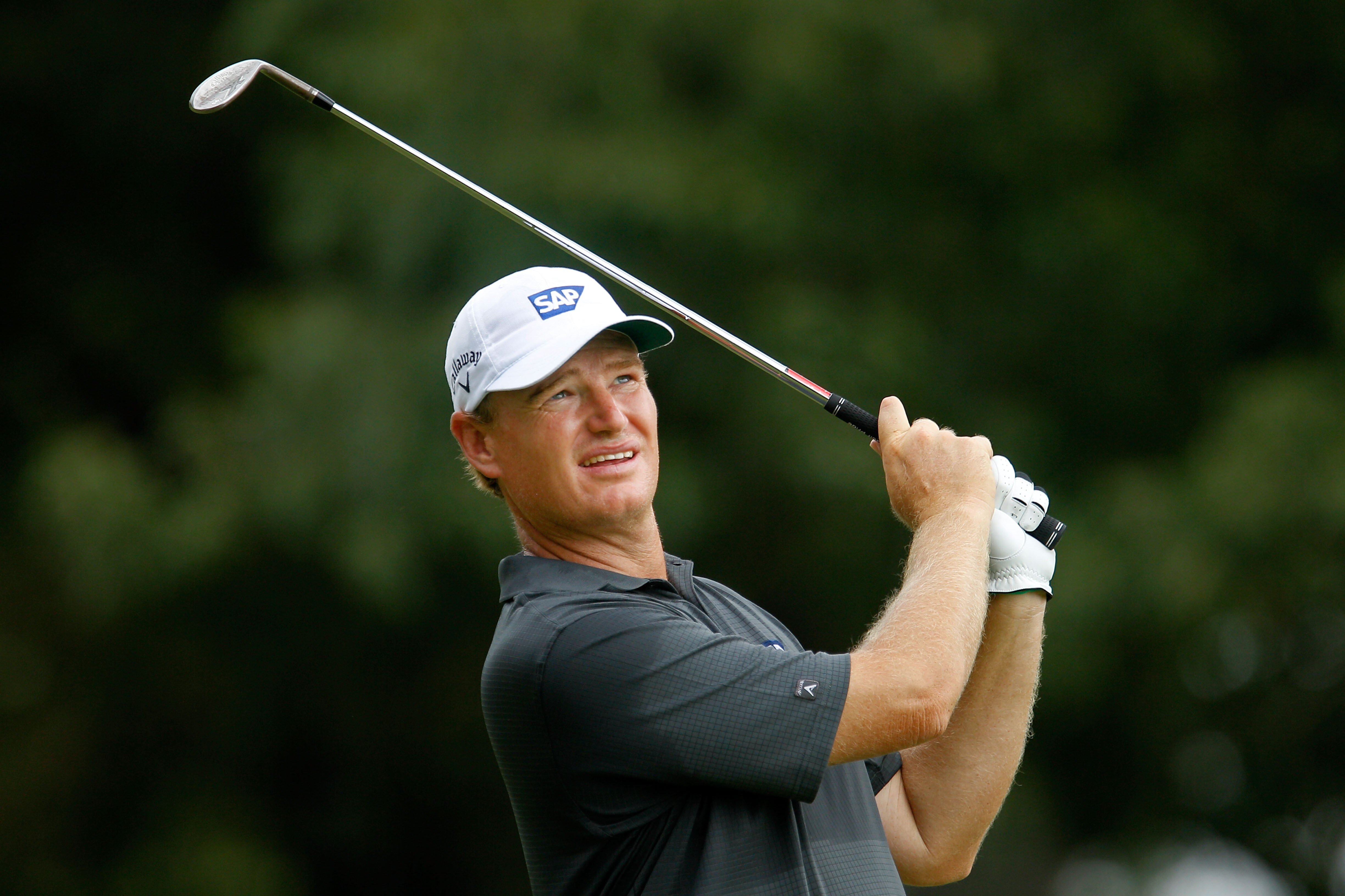 ATLANTA - SEPTEMBER 24:  Ernie Els of South Africa hits his second shot on the 14th hole during the second round of THE TOUR Championship presented by Coca-Cola at East Lake Golf Club on September 24, 2010 in Atlanta, Georgia.  (Photo by Scott Halleran/Ge