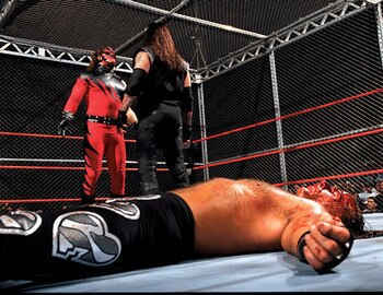 The Undertaker and Kane stare down each other for the first time.