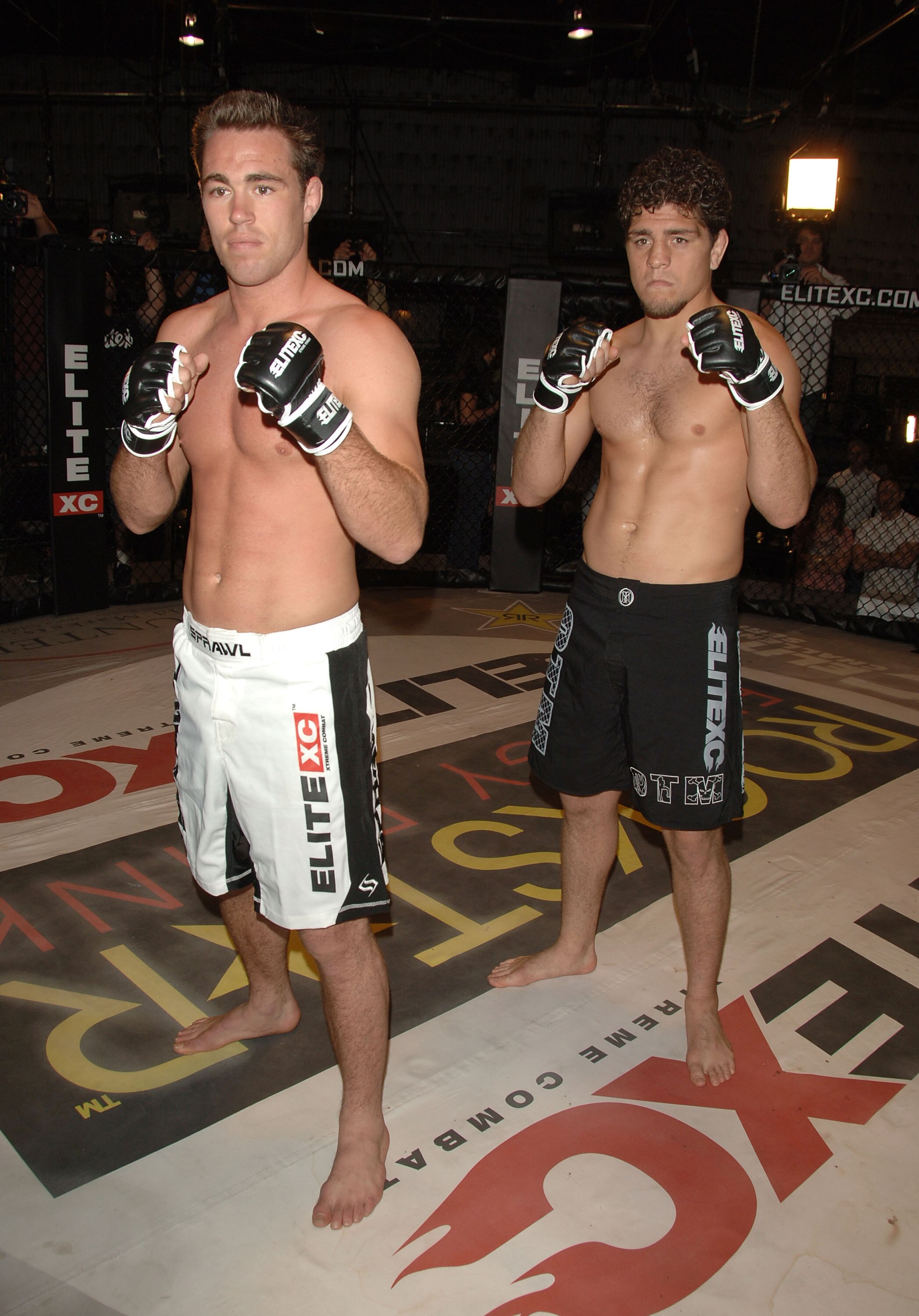 STUDIO CITY, CA - MAY 19:  MMA fighters Jake Shields (L) and Nick Diaz attend CBS's 'Elite XC Saturday Night Fights' Press Conference at CBS Radford Studios on May 19, 2008 in Studio City, California.  (Photo by Stephen Shugerman/Getty Images)