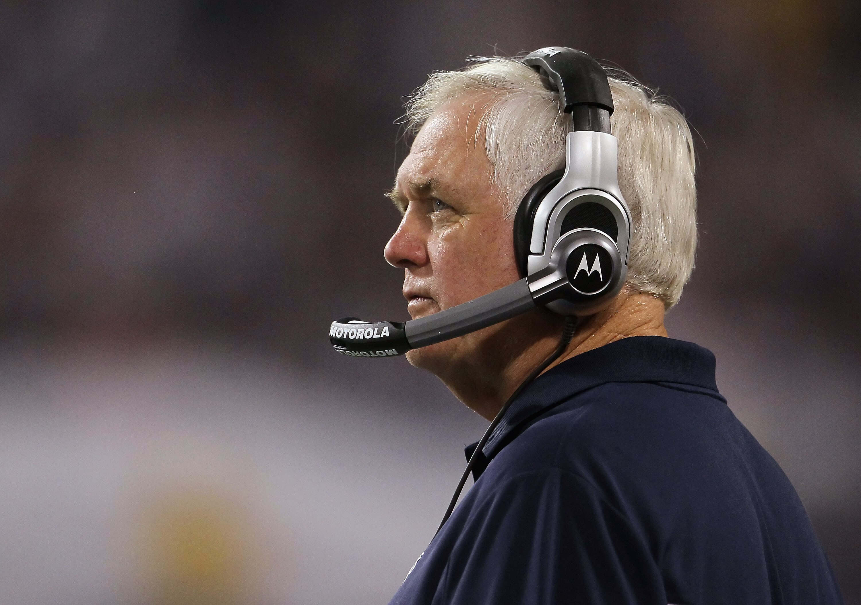 MINNEAPOLIS - OCTOBER 17:  Dallas Cowboys head coach Wade Phillips looks on during the game against the Minnesota Vikings at Mall of America Field on October 17, 2010 in Minneapolis, Minnesota. The Vikings defeated the Cowboys 24-21.  (Photo by Jeff Gross