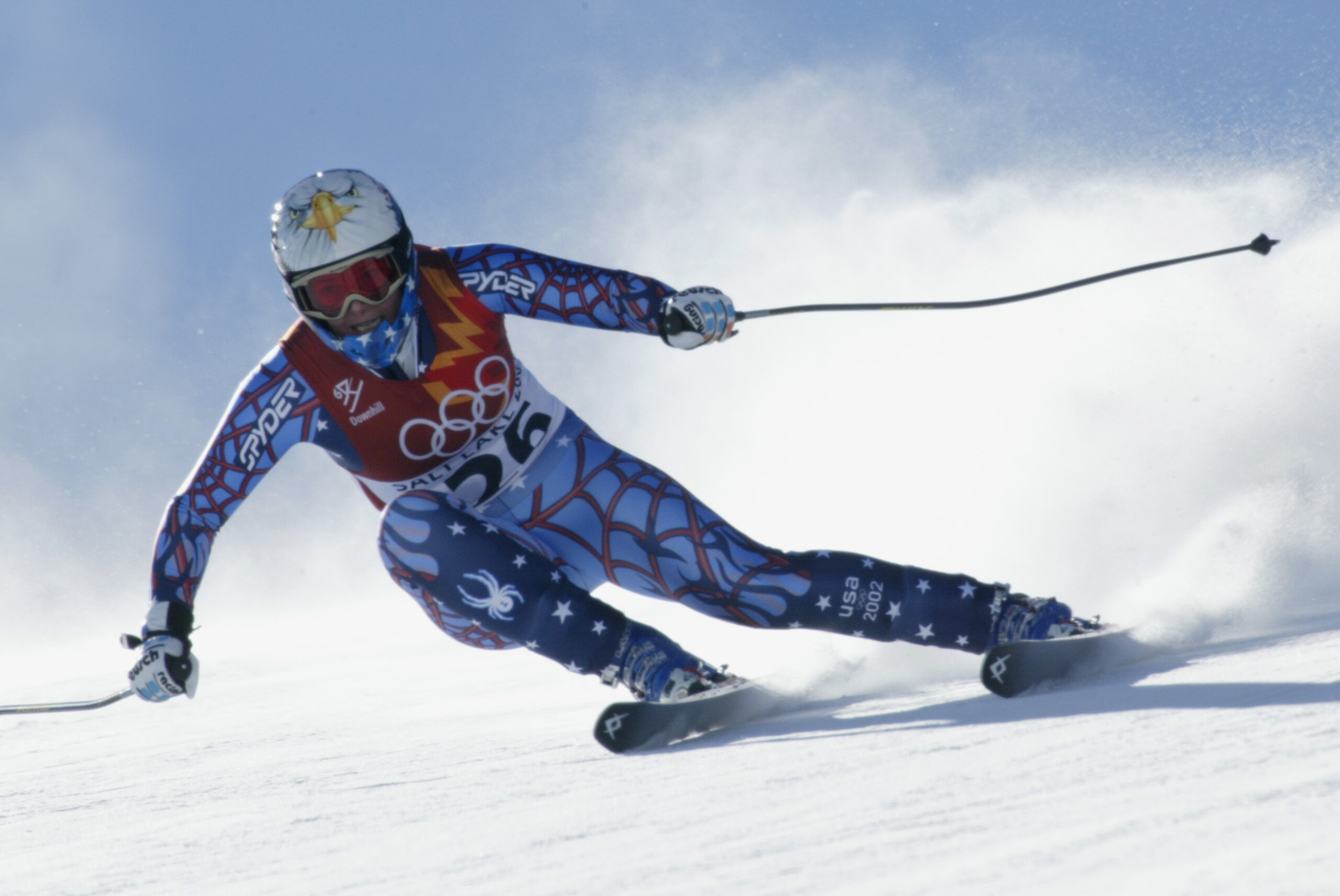 12 Feb 2002:  Picabo Street of the USA competes in the women's downhill final during the Salt Lake City Winter Olympic Games at the Snowbasin ski area in Ogden, Utah. DIGITAL IMAGE. \ Mandatory Credit:   Mike Powell/Getty Images