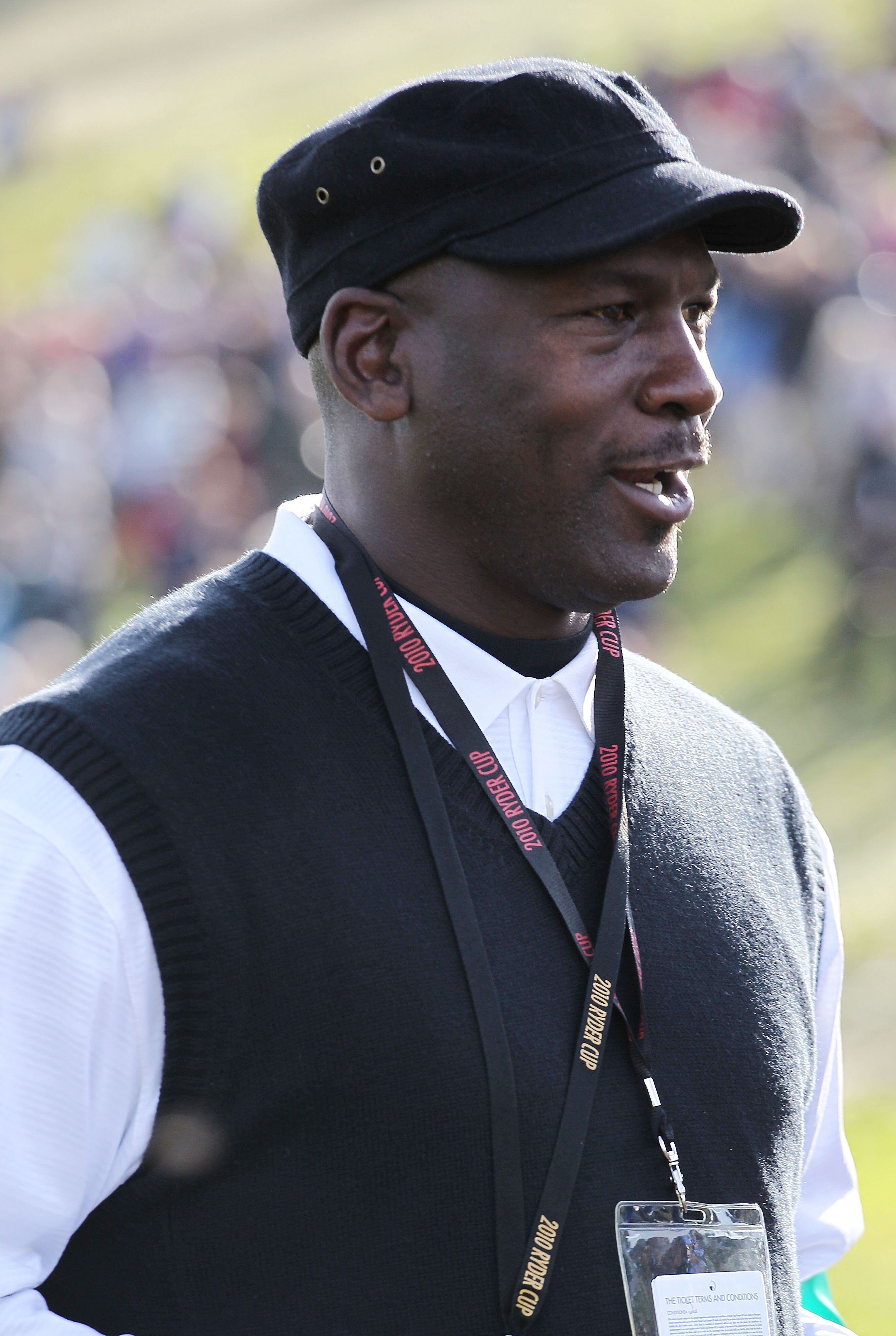 NEWPORT, WALES - OCTOBER 02:  Michael Jordan enjoys the action during the rescheduled Morning Fourball Matches during the 2010 Ryder Cup at the Celtic Manor Resort on October 2, 2010 in Newport, Wales. (Photo by Jamie Squire/Getty Images)