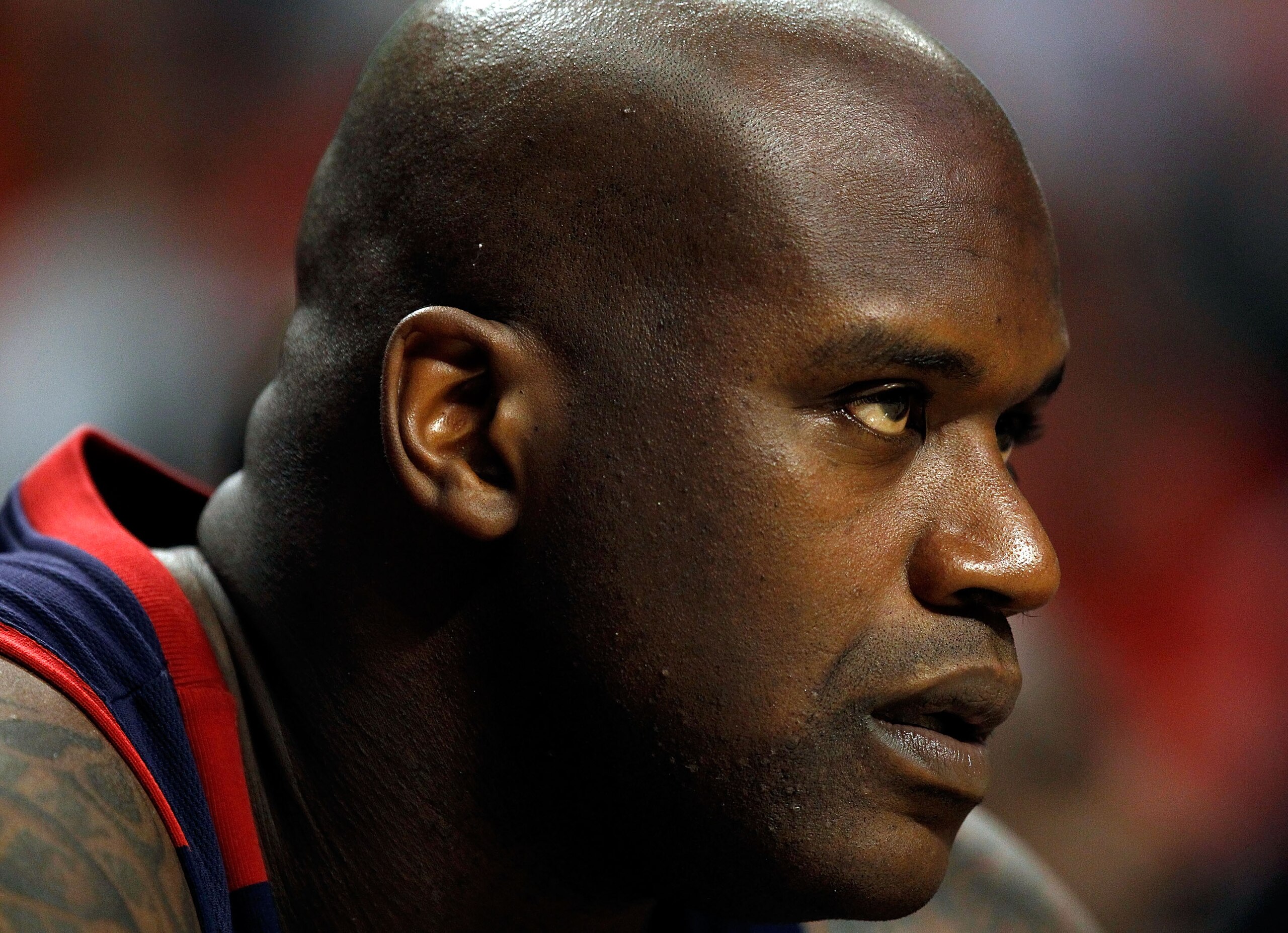 CHICAGO - APRIL 22: Shaquille O'Neal #33 of the Cleveland Cavaliers watches from the bench as his teammates take on the Chicago Bulls in Game Three of the Eastern Conference Quarterfinals during the 2010 NBA Playoffs at the United Center on April 22, 2010