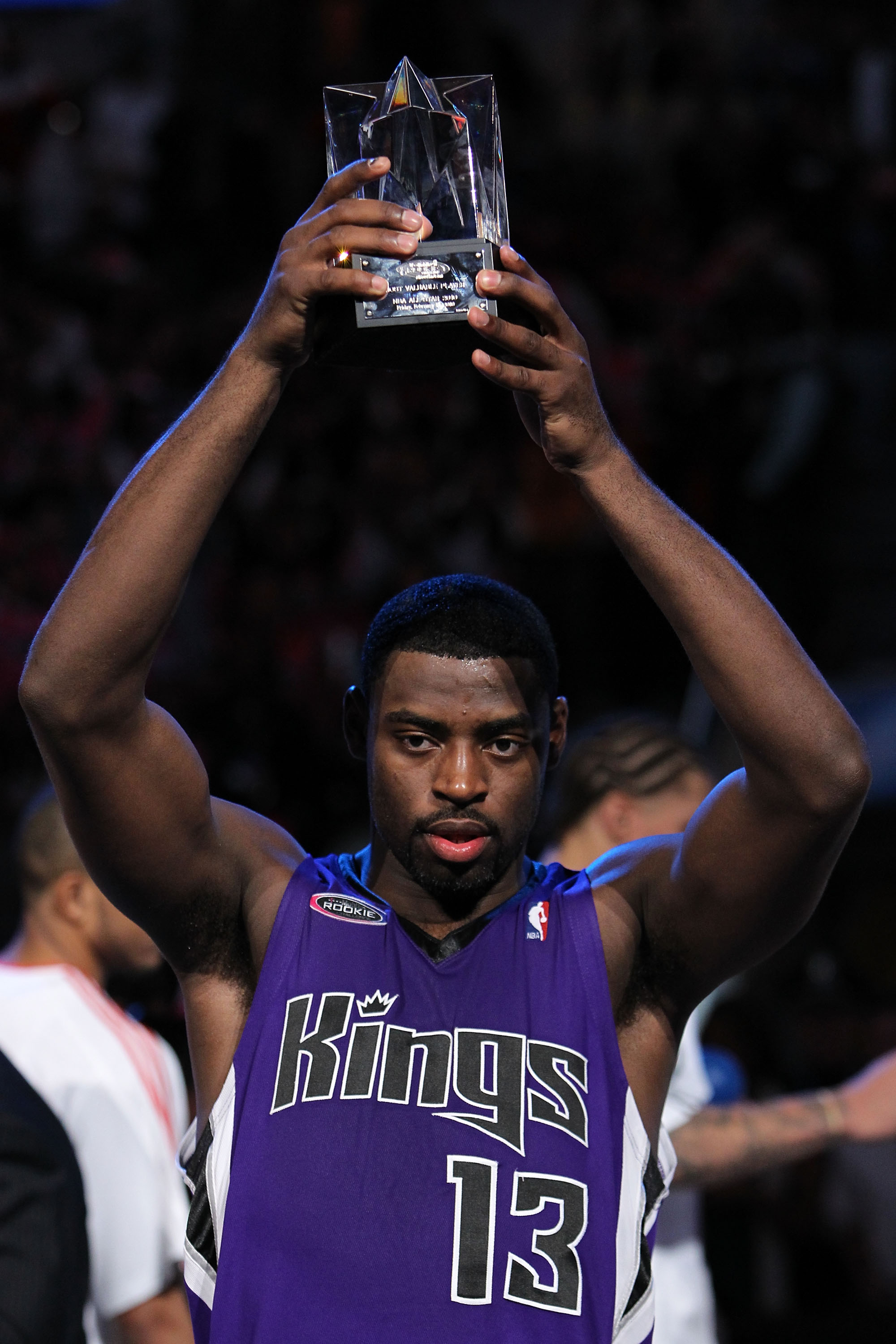 DALLAS - FEBRUARY 12: Tyreke Evans #13 of the Rookie team holds MVP trophy after defeating the Sophomore team during the T-Mobile Rookie Challenge & Youth Jam part of 2010 NBA All-Star Weekend at American Airlines Center on February 12, 2010 in Dallas, T DALLAS - FEBRUARY 12: Tyreke Evans #13 of the Rookie team holds MVP trophy after defeating the Sophomore team during the T-Mobile Rookie Challenge & Youth Jam part of 2010 NBA All-Star Weekend at American Airlines Center on February 12, 2010 in Dallas, T