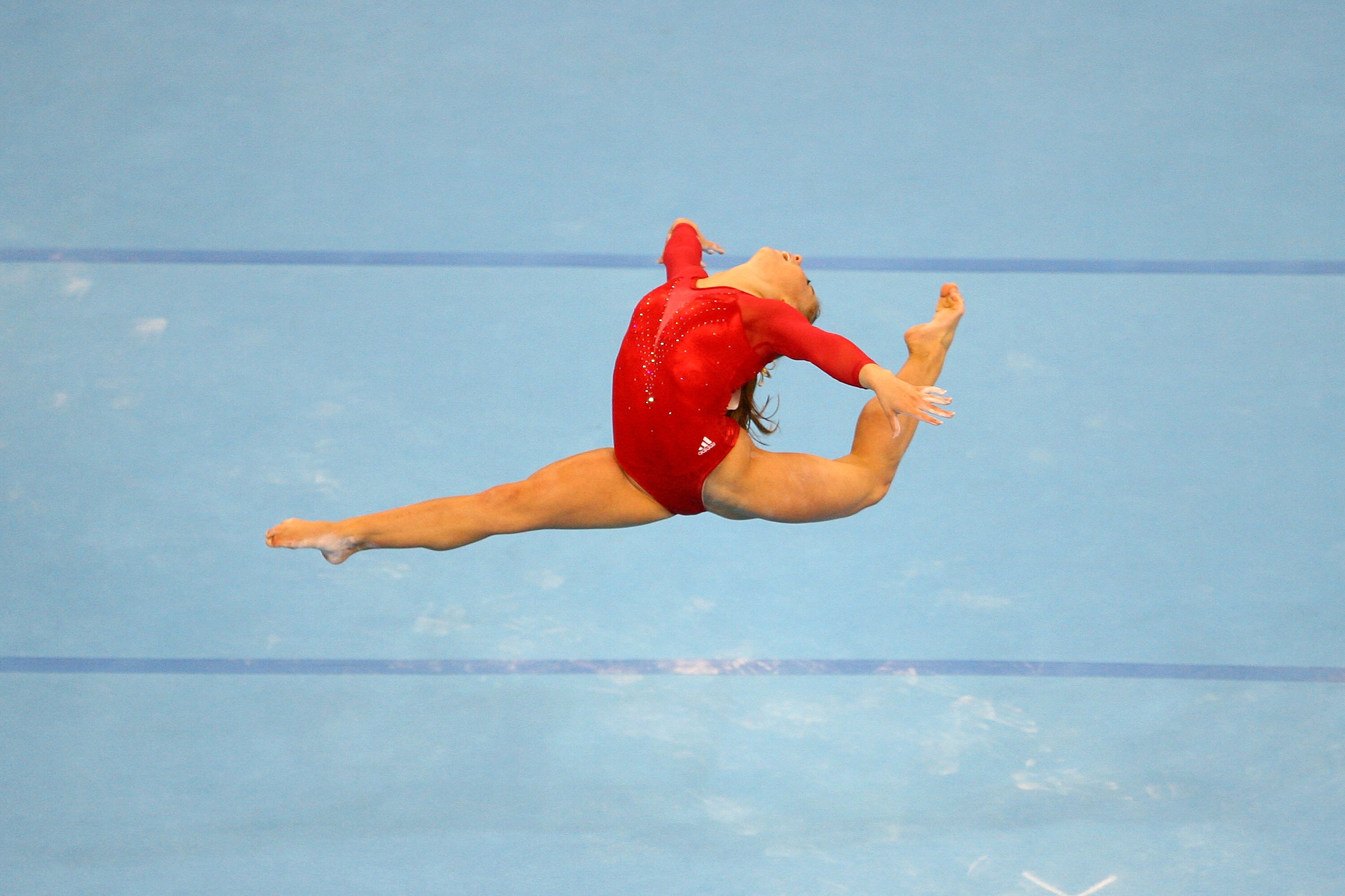 BEIJING - AUGUST 15:  Shawn Jonhson of the United States performs her floor routine in the artistic gymnastics event at the National Indoor Stadium on Day 7 of the Beijing 2008 Olympic Games on August 15, 2008 in Beijing, China.  (Photo by Jeff Gross/Gett