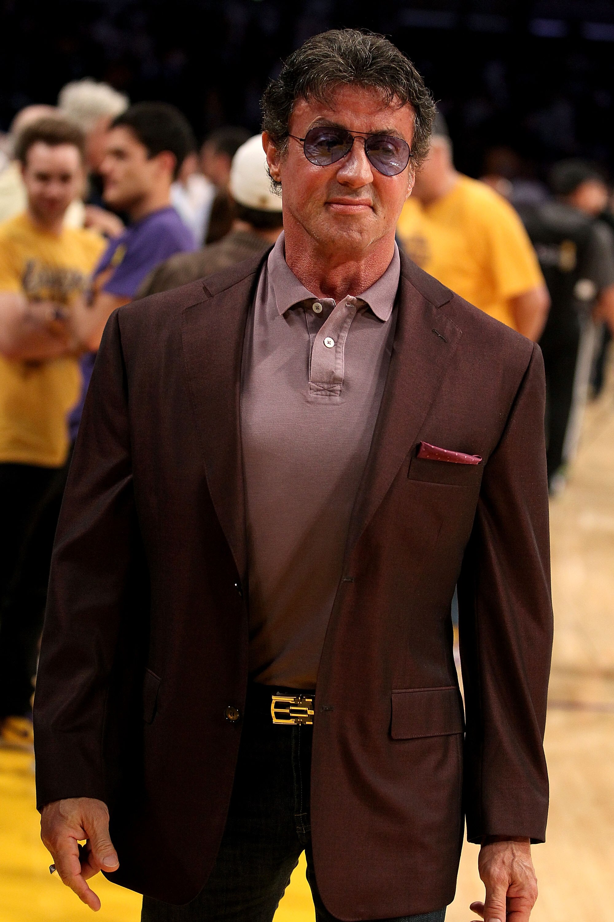 LOS ANGELES, CA - JUNE 06:  Actor Sylvester Stallone attends  Game Two of the 2010 NBA Finals between the Boston Celtics and the Los Angeles Lakers at Staples Center on June 6, 2010 in Los Angeles, California. NOTE TO USER: User expressly acknowledges and