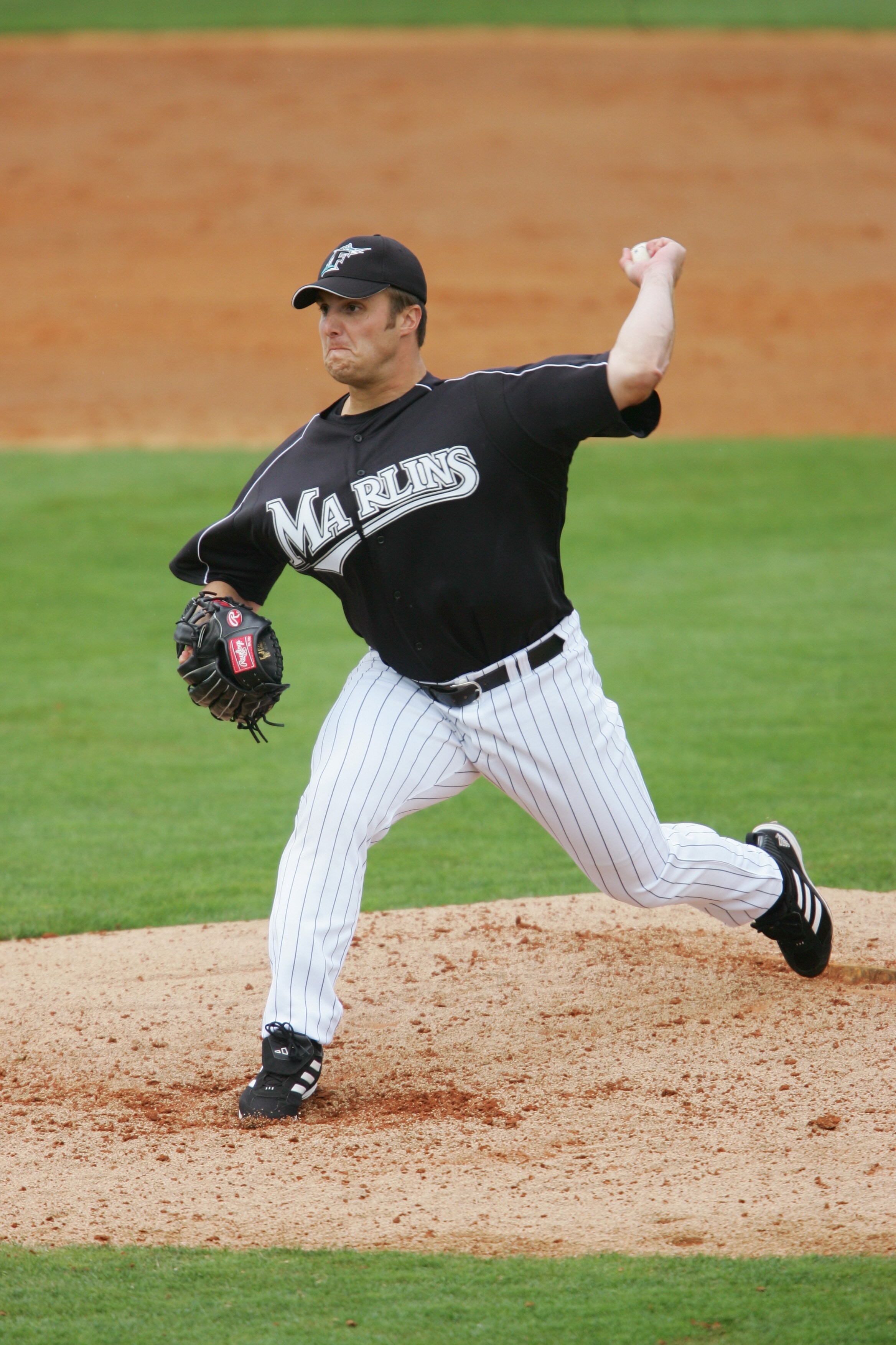 JUPITER, FL - MARCH 3 :  Pitcher Chad Bentz of the Florida Marlins pitches against the Baltimore Orioles during a spring training game on March 3, 2005 at Roger Dean Stadium in Jupiter, Florida. The Baltimore Orioles defeated the Florida Marlins 8-4.  (Ph