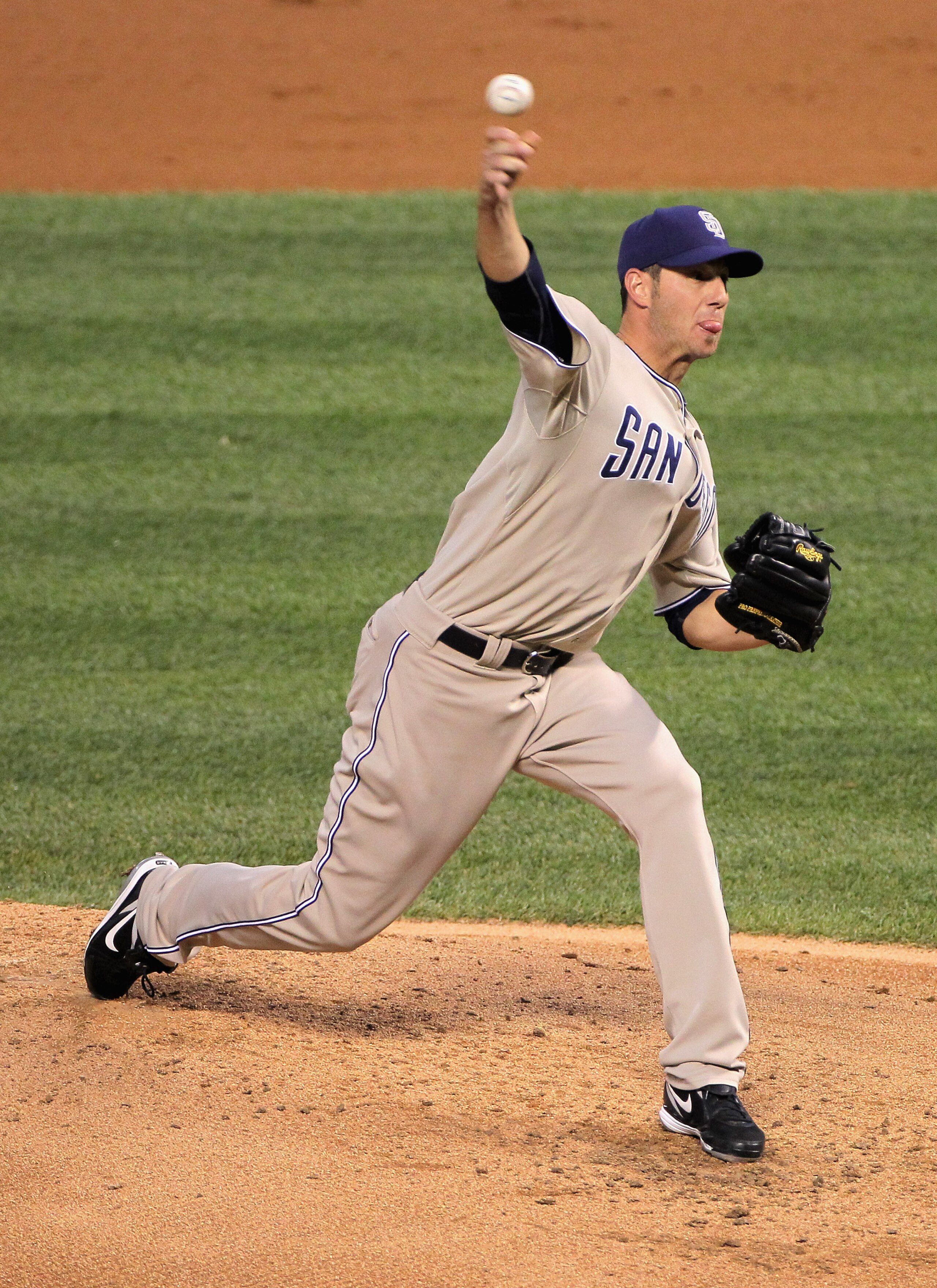 DENVER - SEPTEMBER 14:  Starting pitcher Jon Garland #27 of the San Diego Padres delivers against the Colorado Rockies at Coors Field on September 14, 2010 in Denver, Colorado.  (Photo by Doug Pensinger/Getty Images)