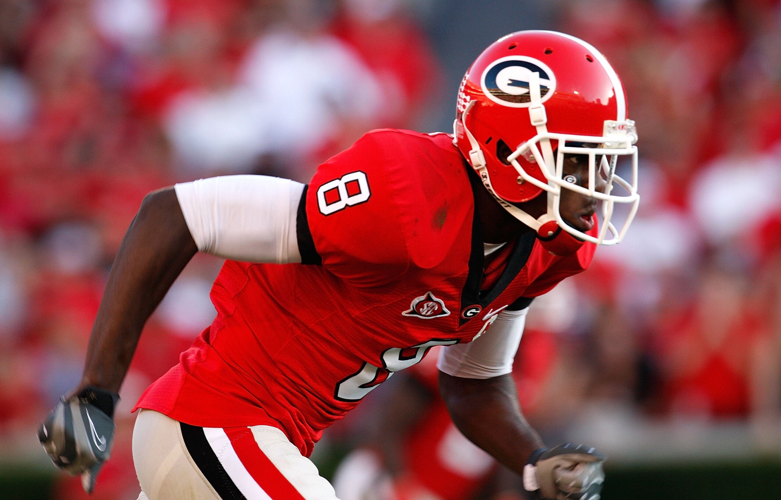 ATHENS, GA - OCTOBER 03:  A.J. Green #8 of the Georgia Bulldogs against the Louisiana State University Tigers at Sanford Stadium on October 3, 2009 in Athens, Georgia.  (Photo by Kevin C. Cox/Getty Images)