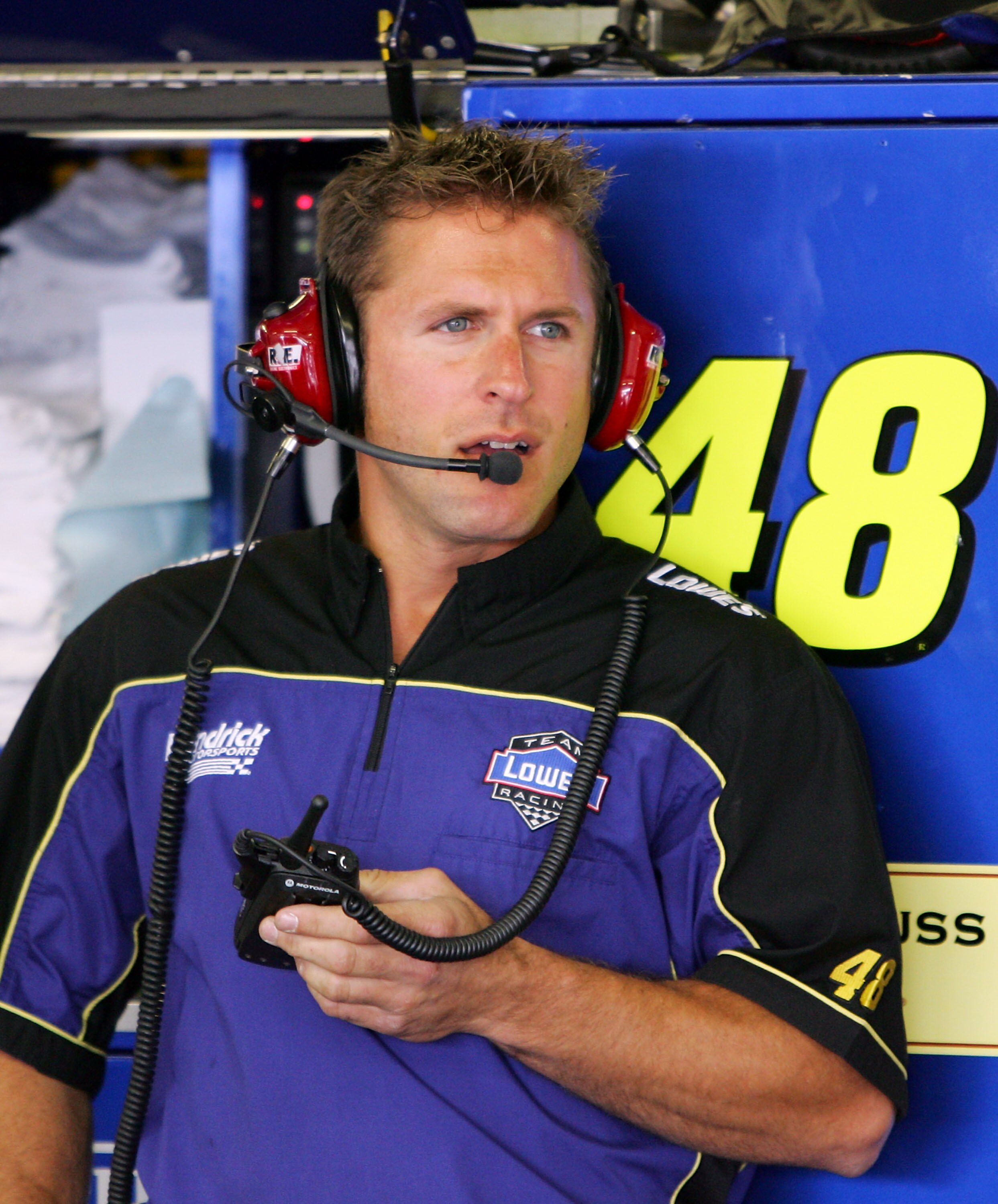 LOUDON, NH - JUNE 29:  Ron Malec, crew chief of the #48 Lowe's Chevrolet, driven by Jimmie Johnson, stands in the garage, during practice for the NASCAR Nextel Cup Series Lenox Industrial Tools 300 at New Hampshire International Speedway on June 29, 2007 