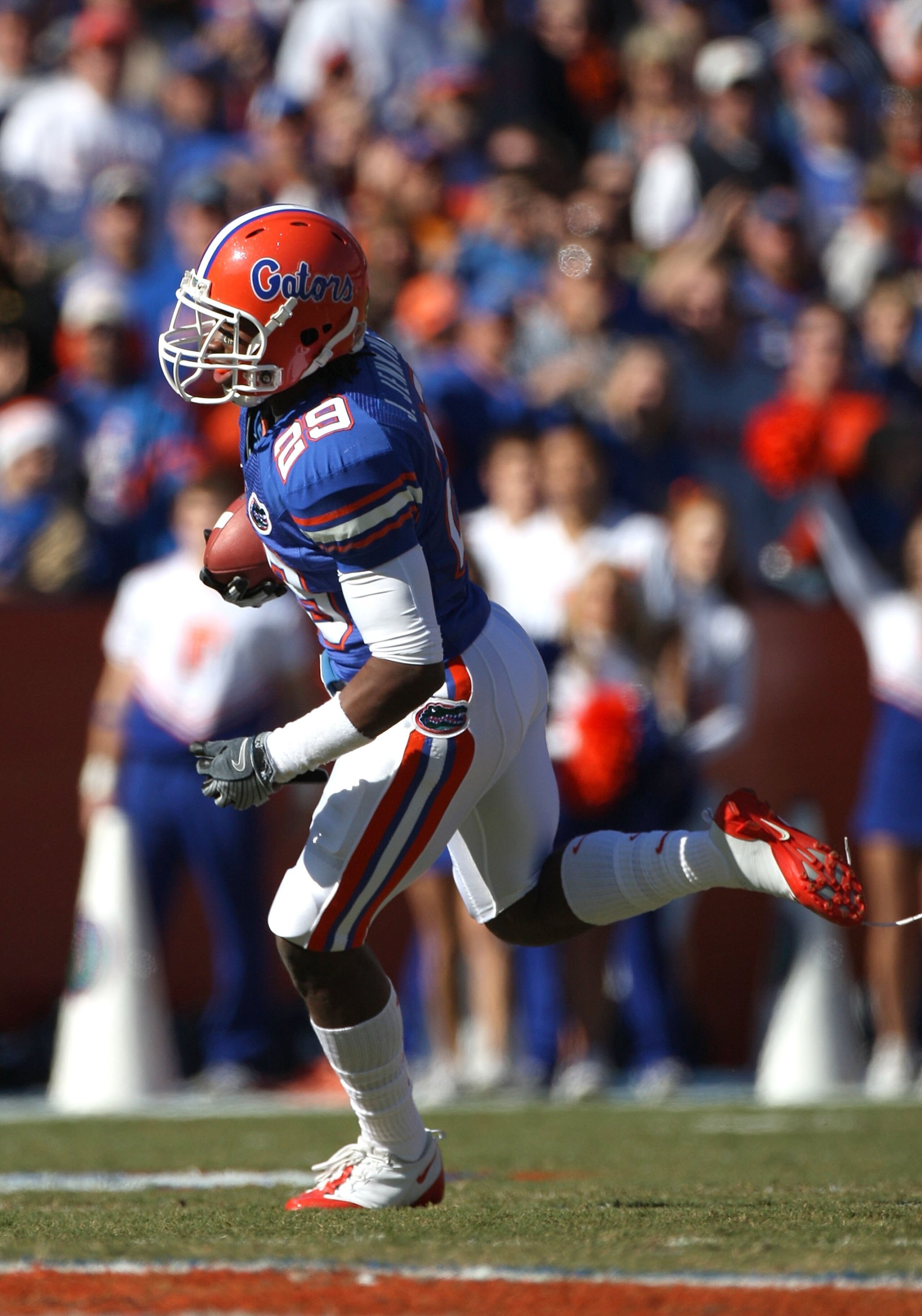 GAINESVILLE, FL - NOVEMBER 22:  Janoris Jenkins #29 of the Florida Gators runs for yardage during the game against the Citadel Bulldogs at Ben Hill Griffin Stadium on November 22, 2008 in Gainesville, Florida.  (Photo by Sam Greenwood/Getty Images)