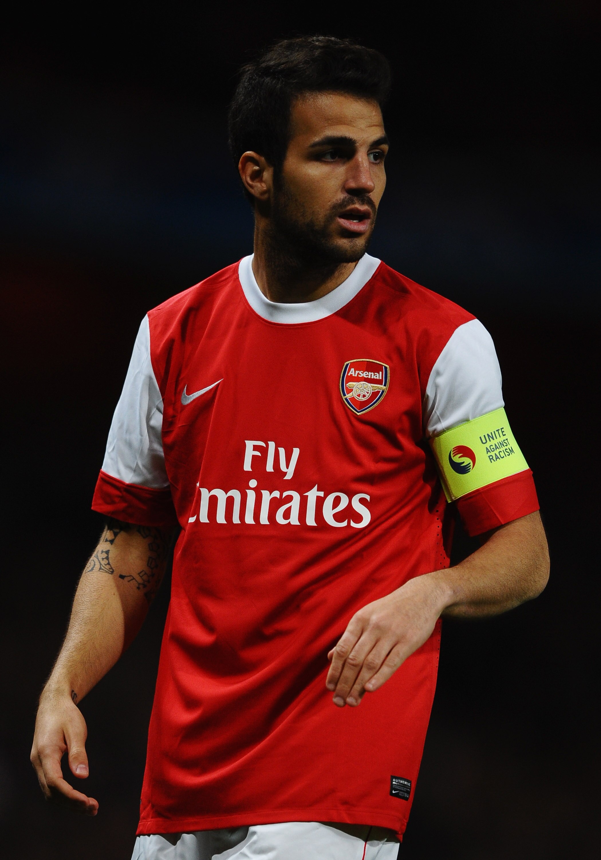 LONDON, ENGLAND - OCTOBER 19:  Captain Cesc Fabregas of Arsenal looks on during the UEFA Champions League Group H match between Arsenal and FC Shakhtar Donetsk at the Emirates Stadium on October 19, 2010 in London, England.  (Photo by Laurence Griffiths/G