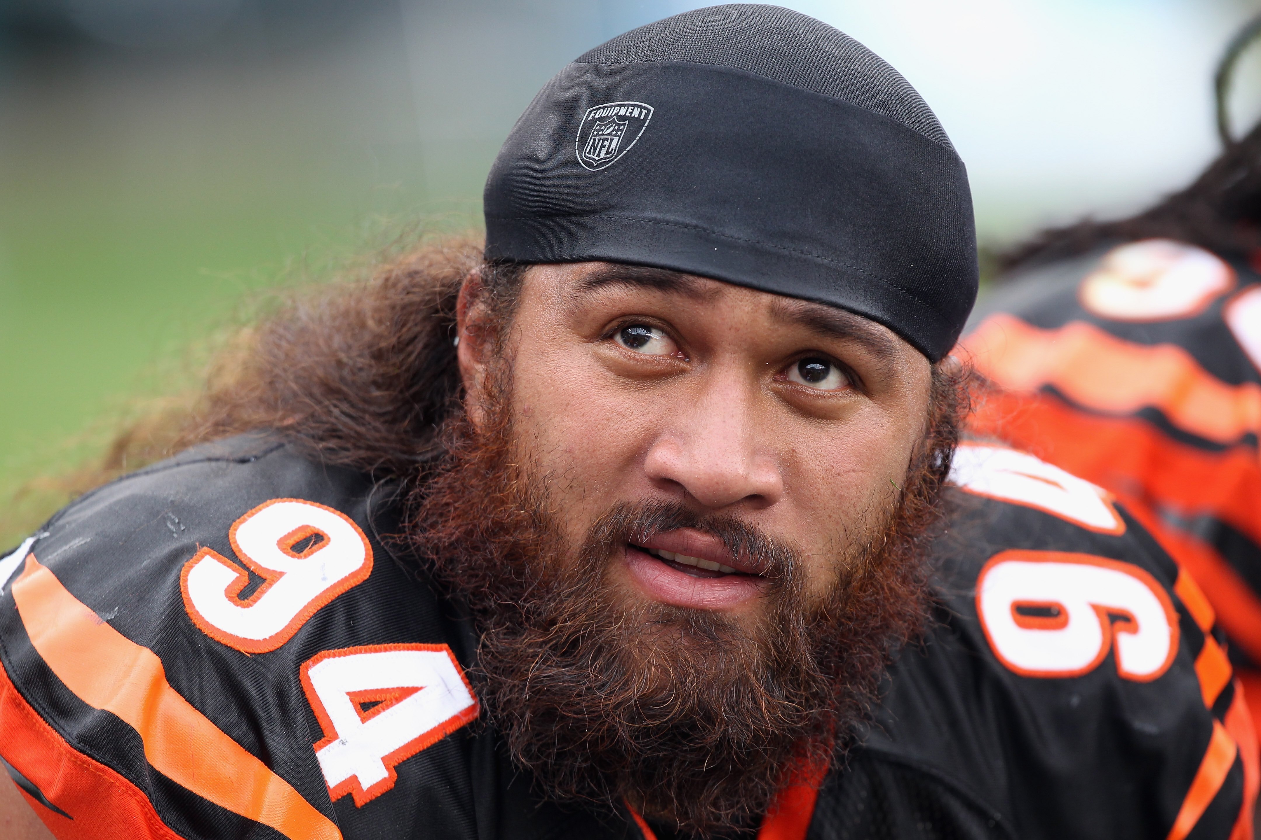 CHARLOTTE, NC - SEPTEMBER 26:  Domata Peko #94 of the Cincinnati Bengals against the Carolina Panthers during their game at Bank of America Stadium on September 26, 2010 in Charlotte, North Carolina.  (Photo by Streeter Lecka/Getty Images)