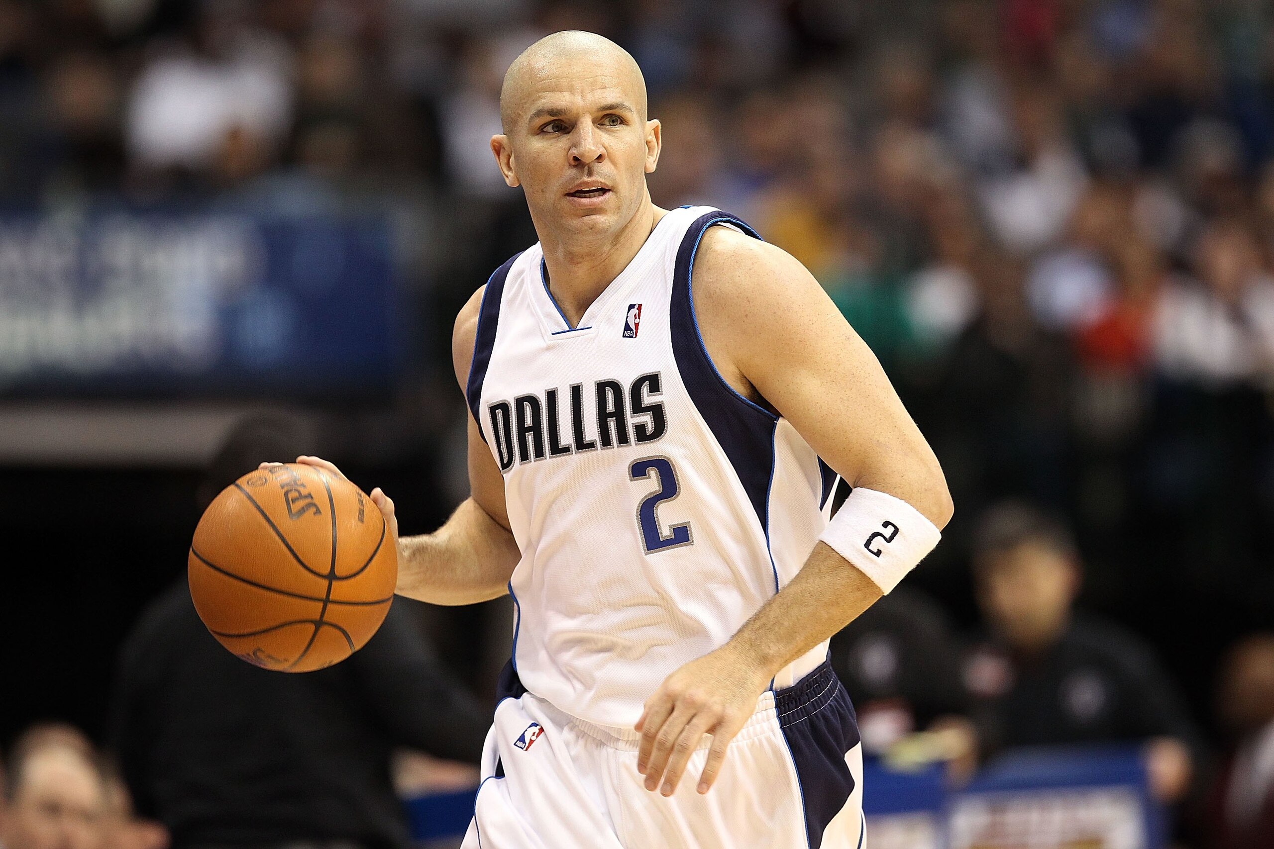 DALLAS - JANUARY 26:  Guard Jason Kidd #2 of the Dallas Mavericks on January 26, 2010 at American Airlines Center in Dallas, Texas.  NOTE TO USER: User expressly acknowledges and agrees that, by downloading and/or using this Photograph, user is consenting