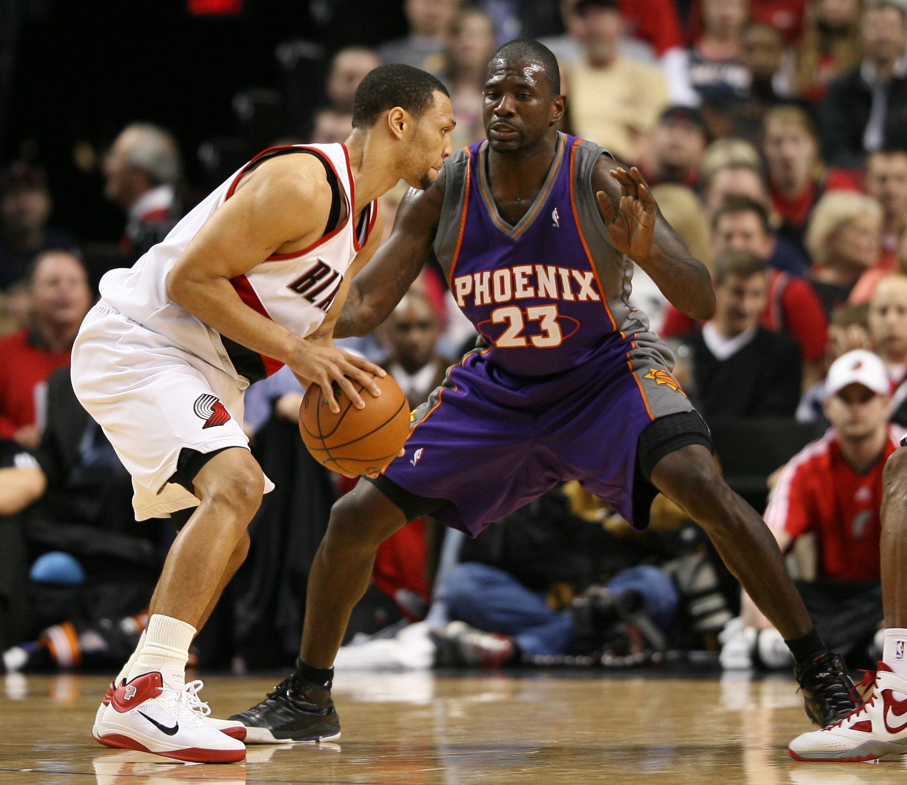 PORTLAND, OR - APRIL 29:  Brandon Roy #7 of the Portland Trail Blazers in action against Jason Richardson #23 of the Phoenix Suns during Game Six of the Western Conference Quarterfinals of the NBA Playoffs on April 29, 2010 at the Rose Garden in Portland,