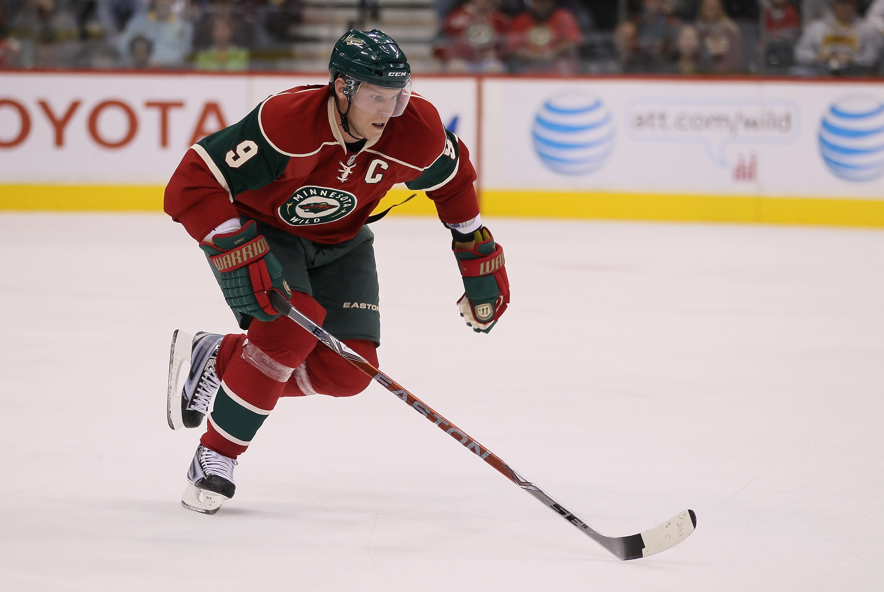 ST PAUL, MN - SEPTEMBER 25:  Mikko Koivu #9 of the Minnesota Wild skates against the Philadelphia Flyers at Xcel Energy Center on September 25, 2010 in St Paul, Minnesota.  (Photo by Jeff Gross/Getty Images)