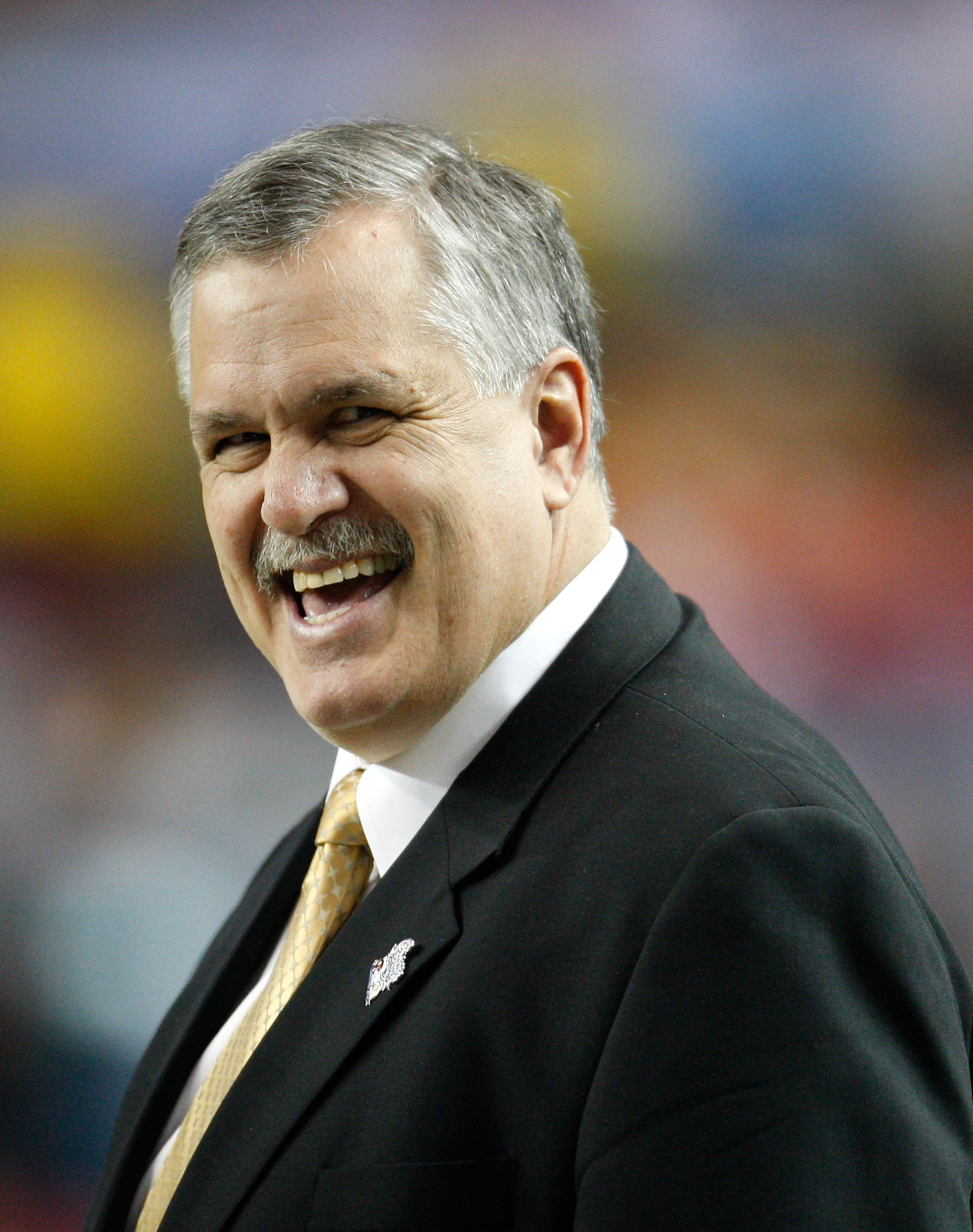 ATLANTA - DECEMBER 31:  ESPN analyst Matt Millen watches pre-game warmups before the Chick-Fil-A Bowl between the Virginia Tech Hokies and the Tennessee Volunteers at the Georgia Dome on December 31, 2009 in Atlanta, Georgia.  The Hokies beat the Voluntee