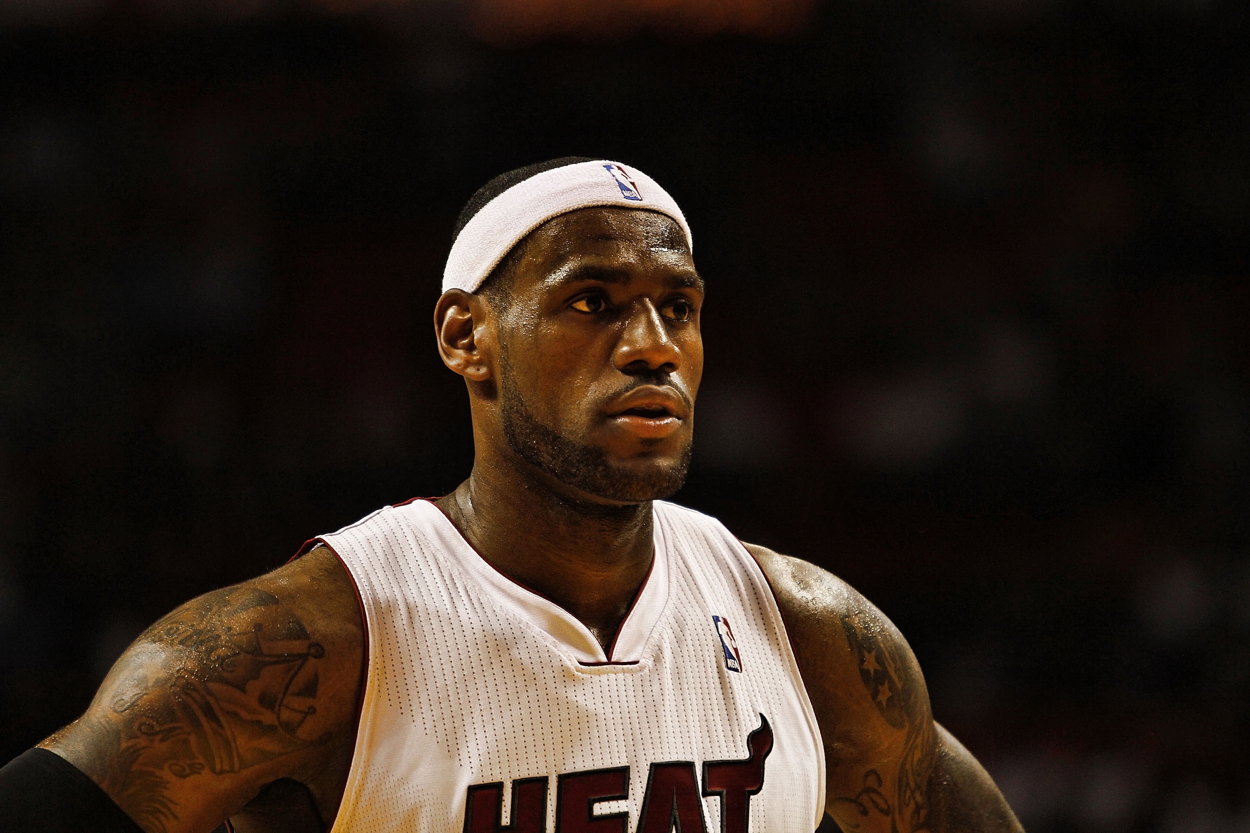 MIAMI - OCTOBER 12:  Forward LeBron James #6 on the court against CSKA Moscow on October 12, 2010 in Miami, Florida.  Miami heat won 96-85 over CSKA Moscow.  NOTE TO USER: User expressly acknowledges and agrees that, by downloading and or using this photo