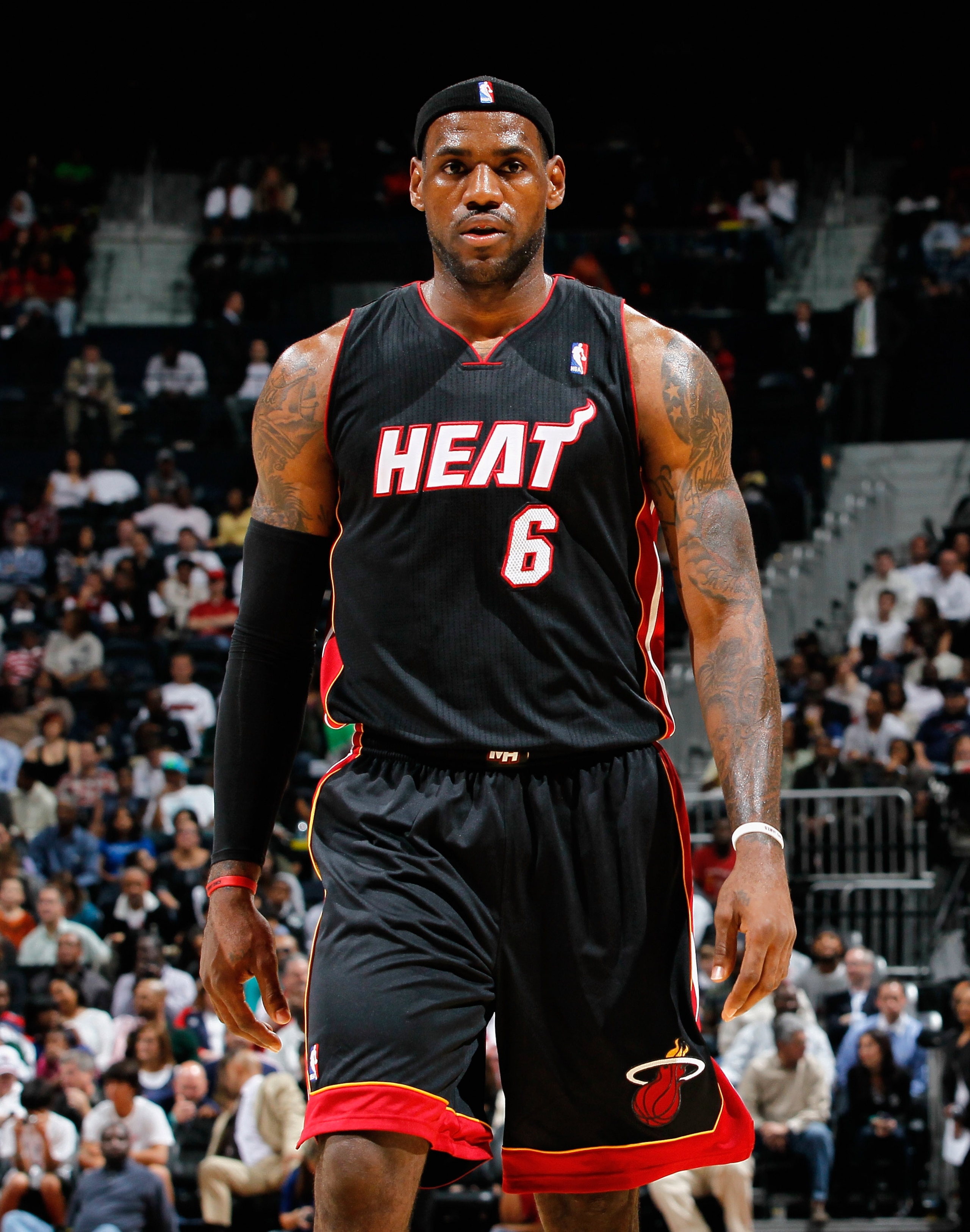 ATLANTA - OCTOBER 21:  LeBron James #6 of the Miami Heat walks up the court against the Atlanta Hawks at Philips Arena on October 21, 2010 in Atlanta, Georgia.  (Photo by Kevin C. Cox/Getty Images)