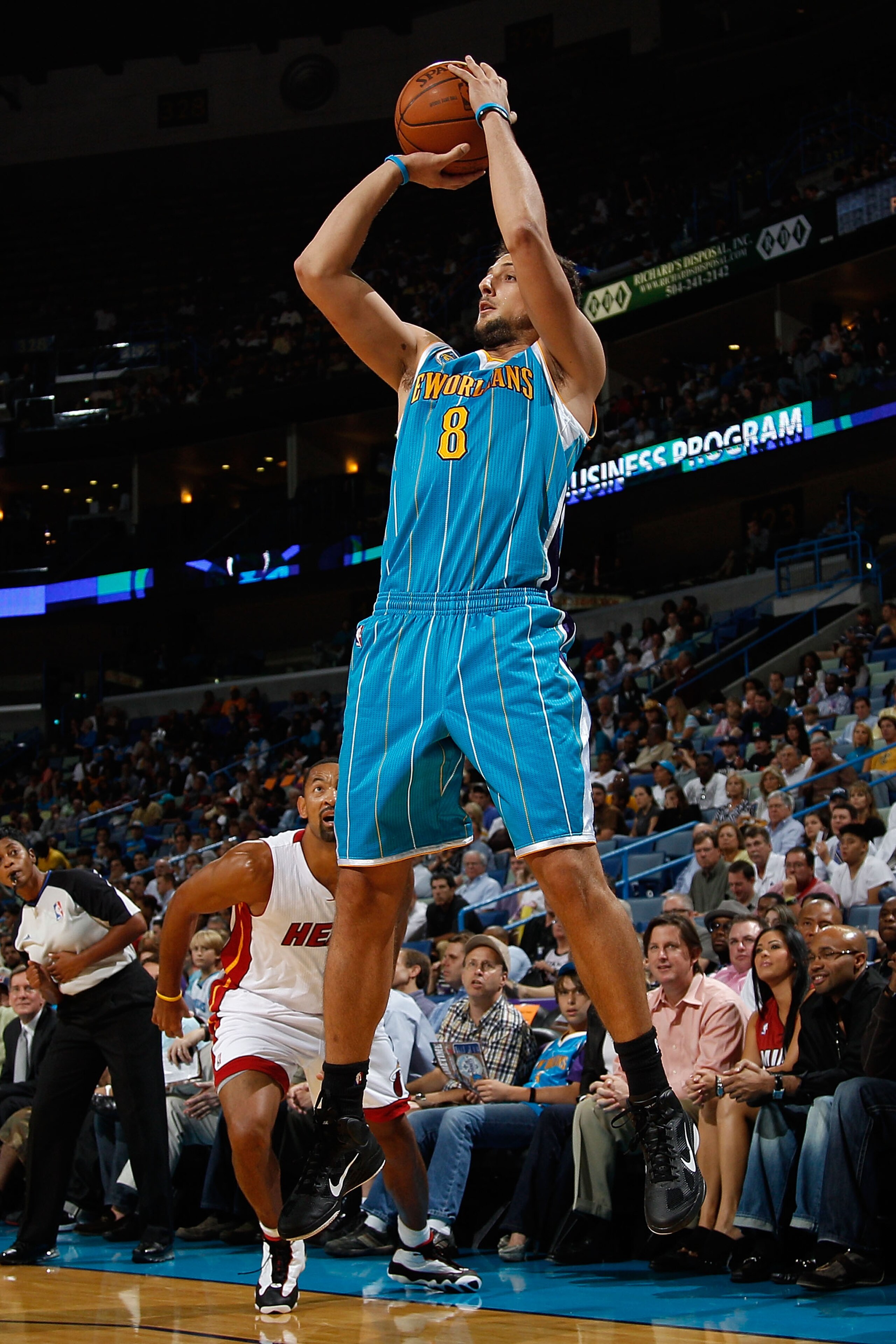 NEW ORLEANS - OCTOBER 13:  Marco Belinelli #8 of the New Orleans Hornets in action during the game against the Miami Heat at the New Orleans Arena on October 13, 2010 in New Orleans, Louisiana.  NOTE TO USER: User expressly acknowledges and agrees that, b