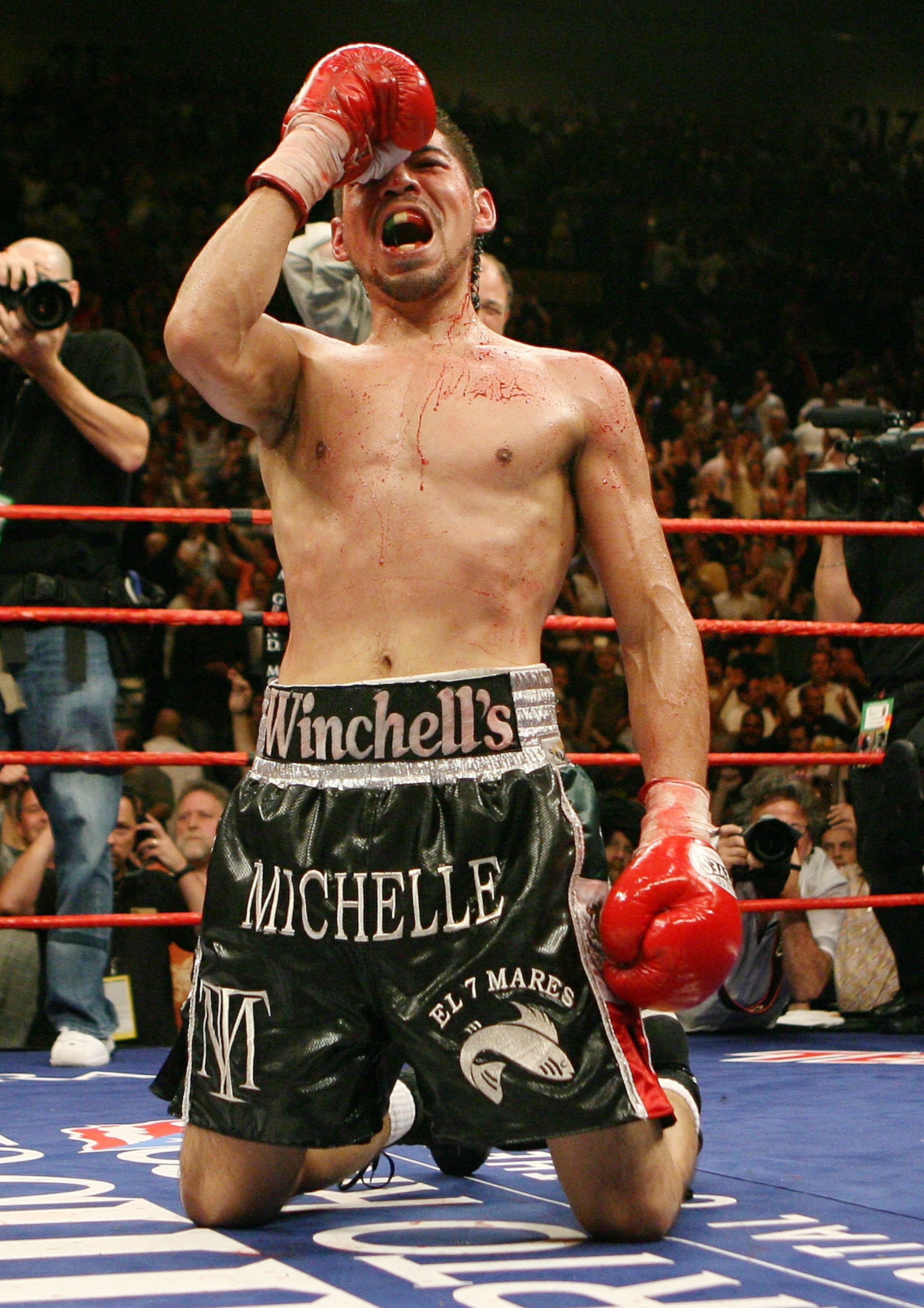 LAS VEGAS - JULY 26:  Antonio Margarito celebrates his 11th-round TKO victory over Miguel Cotto to win the WBA welterweight championship at the MGM Grand Garden Arena July 26, 2008 in Las Vegas, Nevada.  (Photo by Ethan Miller/Getty Images)