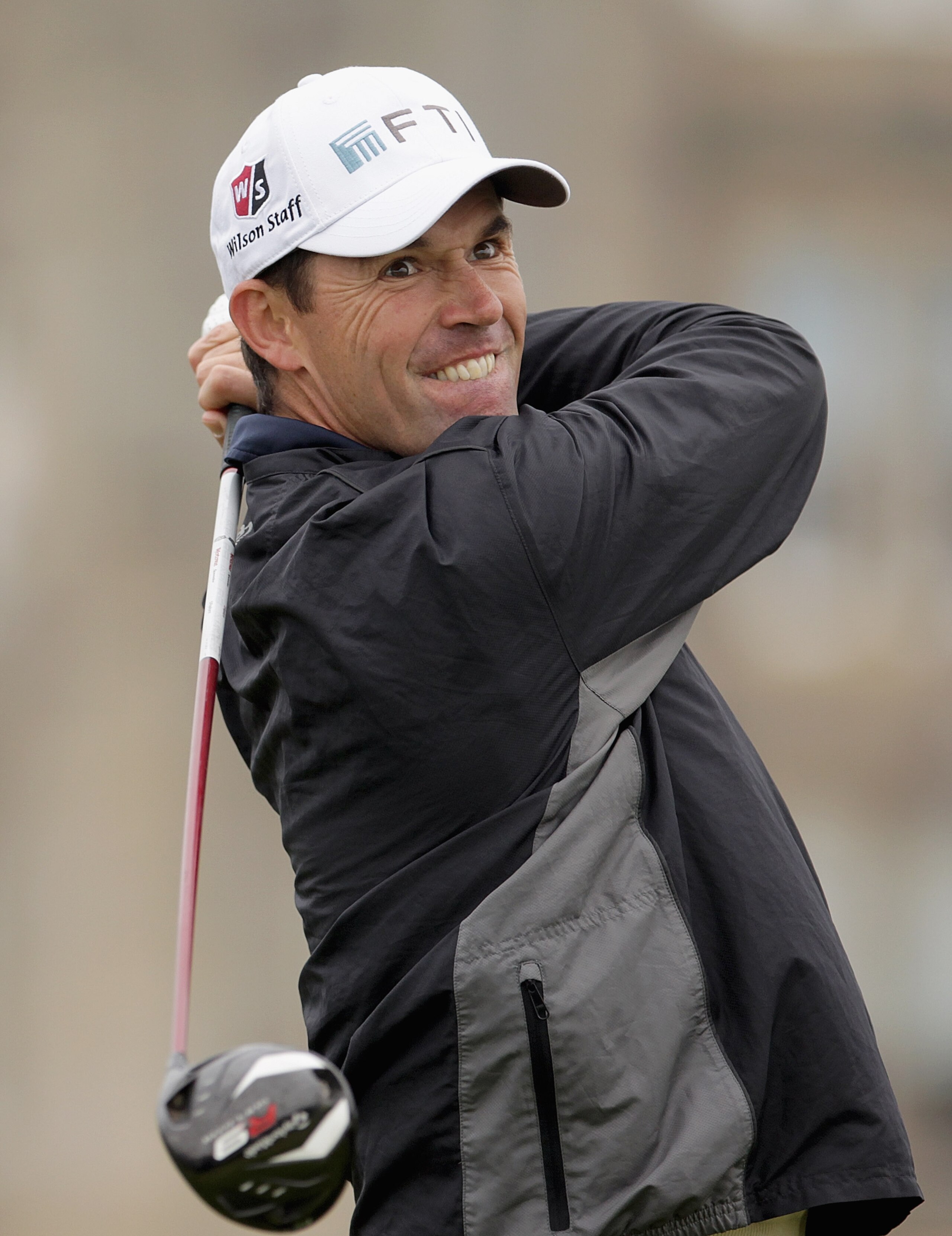 ST ANDREWS, SCOTLAND - OCTOBER 10:  Padraig Harrington of Ireland drives off the second tee during the final round of The Alfred Dunhill Links Championship at The Old Course on October 10, 2010 in St Andrews, Scotland. (Photo by Andrew Redington/Getty Ima