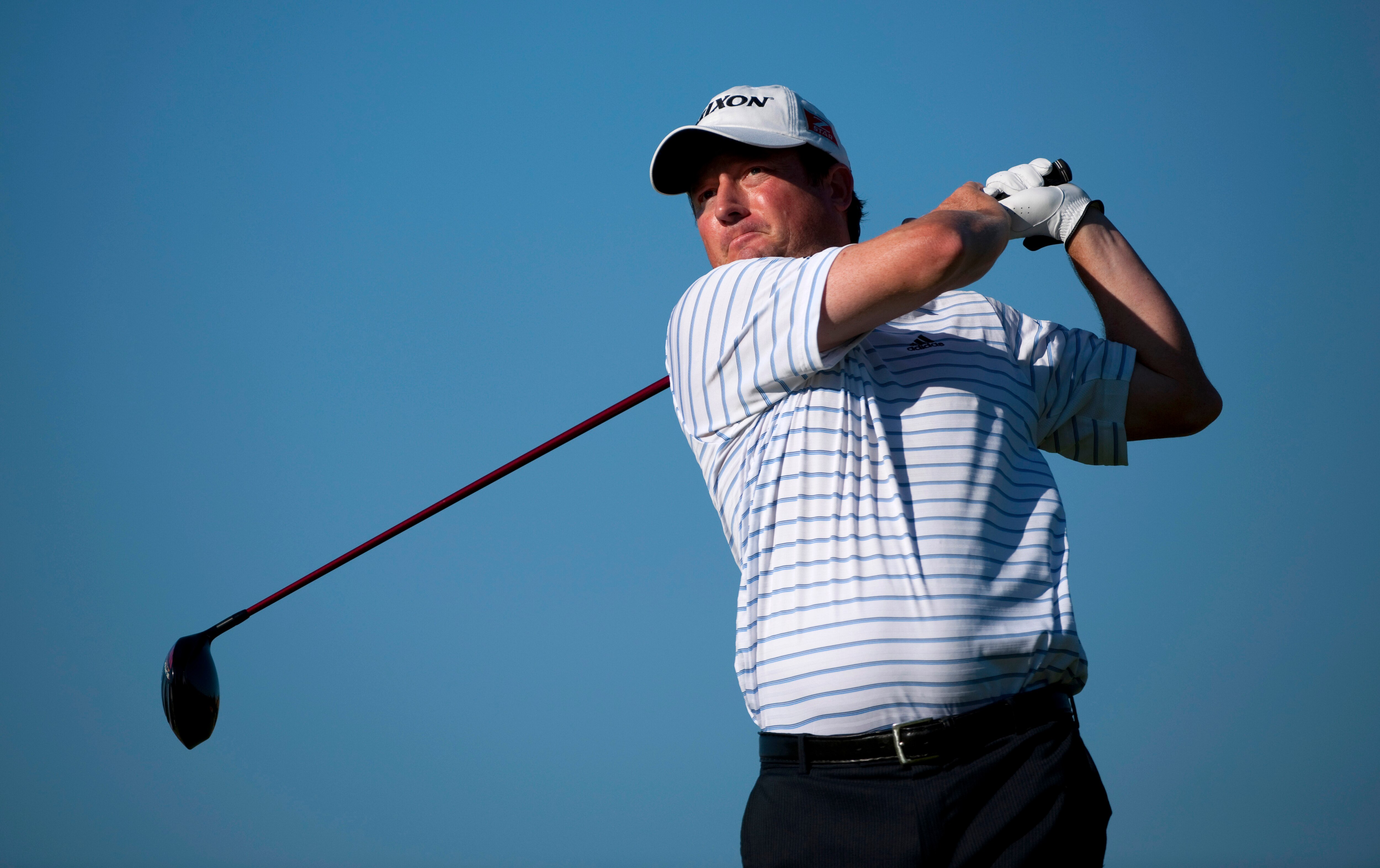 SAN MARTIN, CA - OCTOBER 15:  Tim Clark of South Africa hits a tee shot on the fourth hole during the second round of the Frys.com Open at the CordeValle Golf Club on October 15, 2010 in San Martin, California.  (Photo by Robert Laberge/Getty Images)