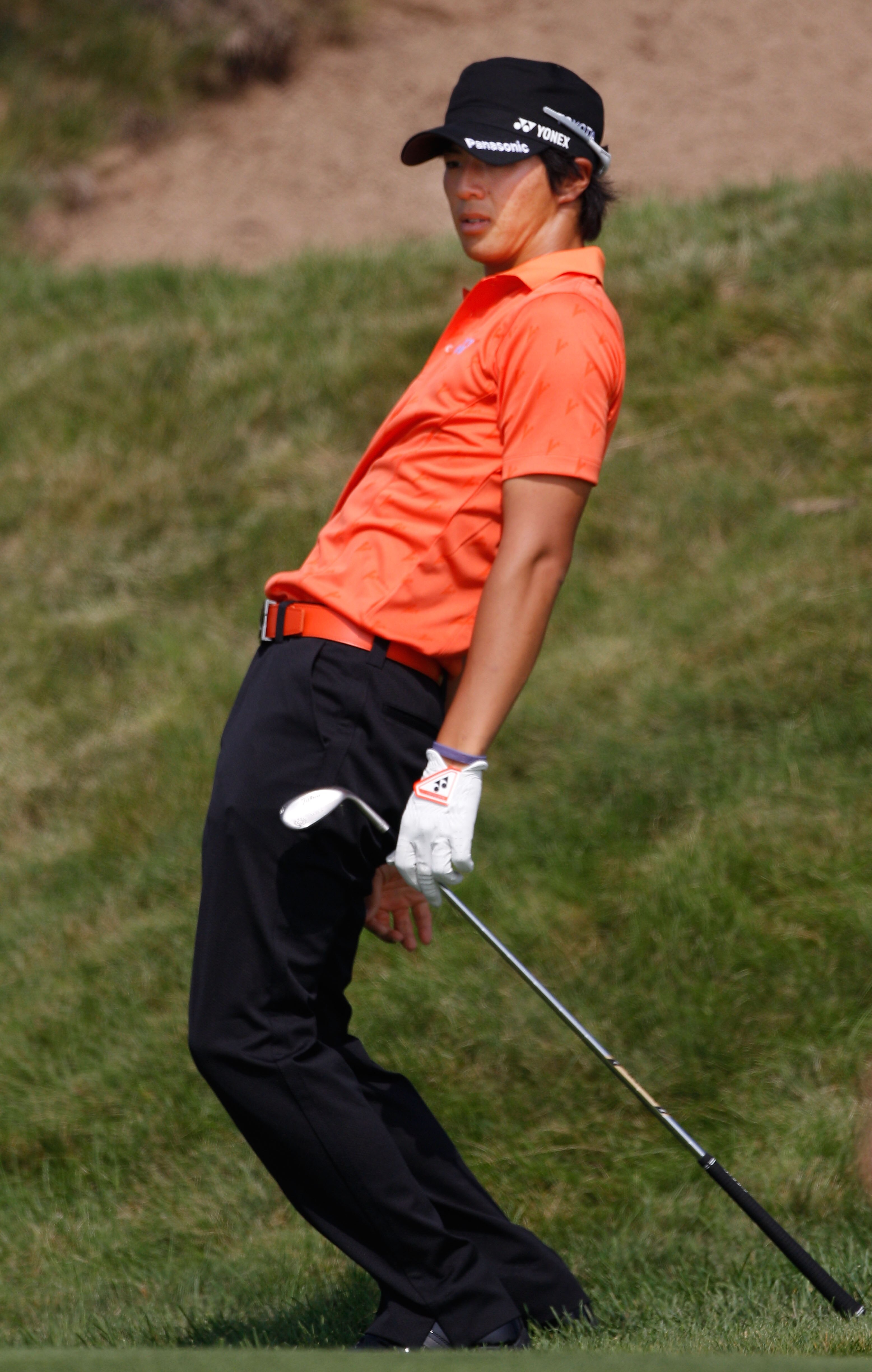 KOHLER, WI - AUGUST 12:  Ryo Ishikawa of Japan reacts on the 11th hole during the first round of the 92nd PGA Championship on the Straits Course at Whistling Straits on August 12, 2010 in Kohler, Wisconsin.  (Photo by Chris Graythen/Getty Images)