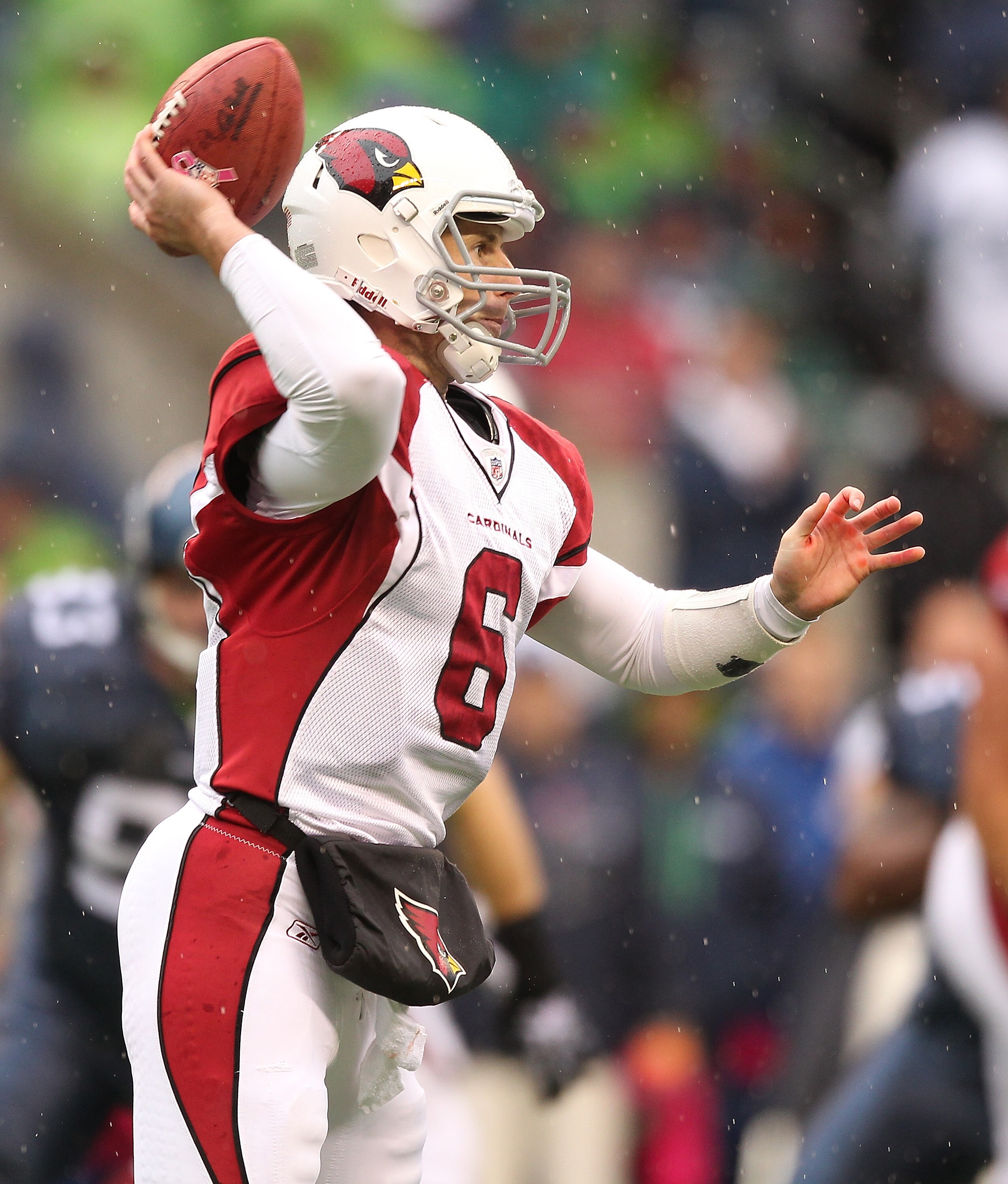SEATTLE - OCTOBER 24:  Quarterback Max Hall #6 of the Arizona Cardinals passes against the Seattle Seahawks at Qwest Field on October 24, 2010 in Seattle, Washington. (Photo by Otto Greule Jr/Getty Images)