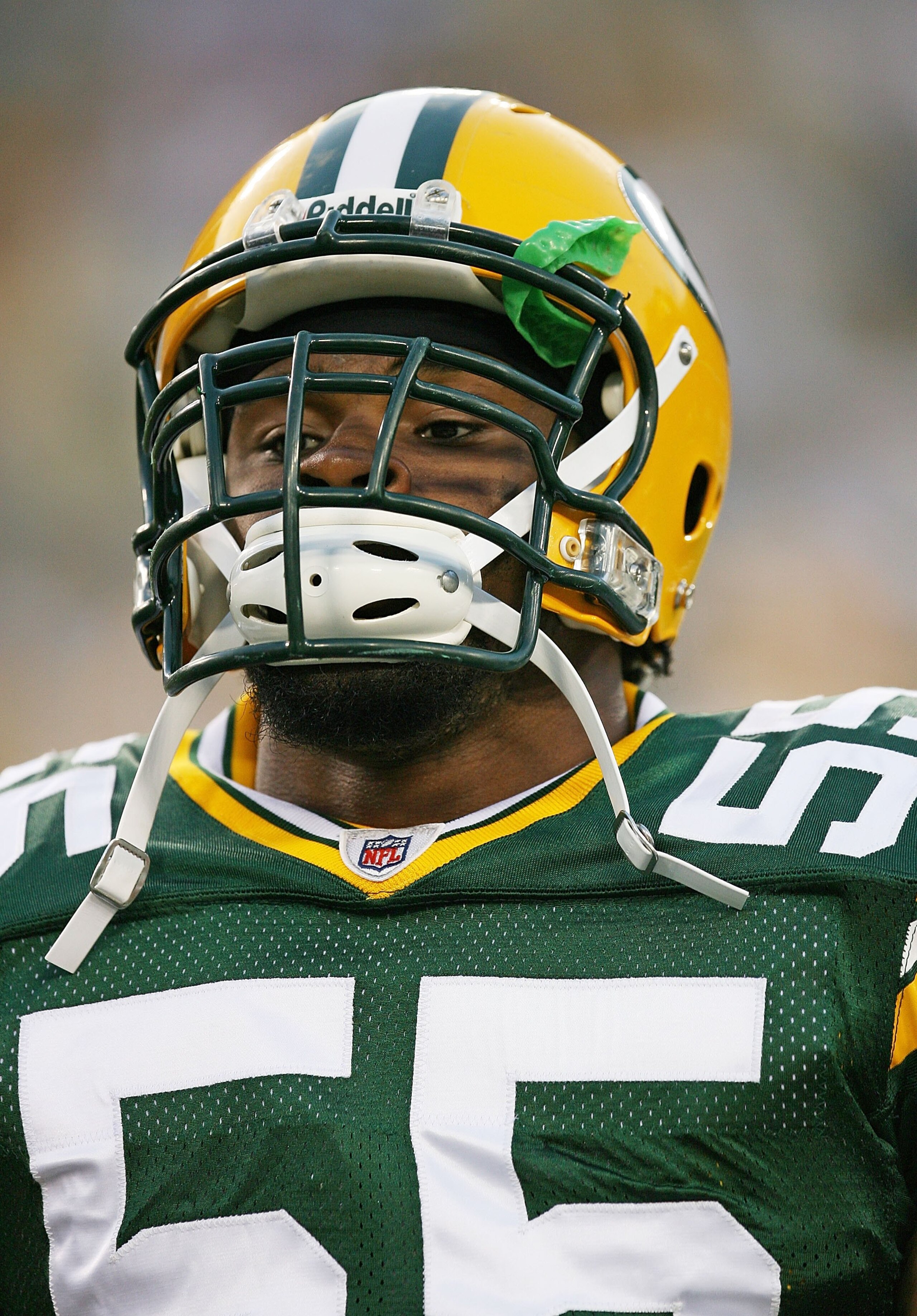 GREEN BAY, WI - SEPTEMBER 13: Desmond Bishop #55 of the Green Bay Packers participates in warm-ups before a game against the Chicago Bears on September 13, 2009 at Lambeau Field in Green Bay, Wisconsin. The Packers defeated the Bears 21-15.  (Photo by Jon
