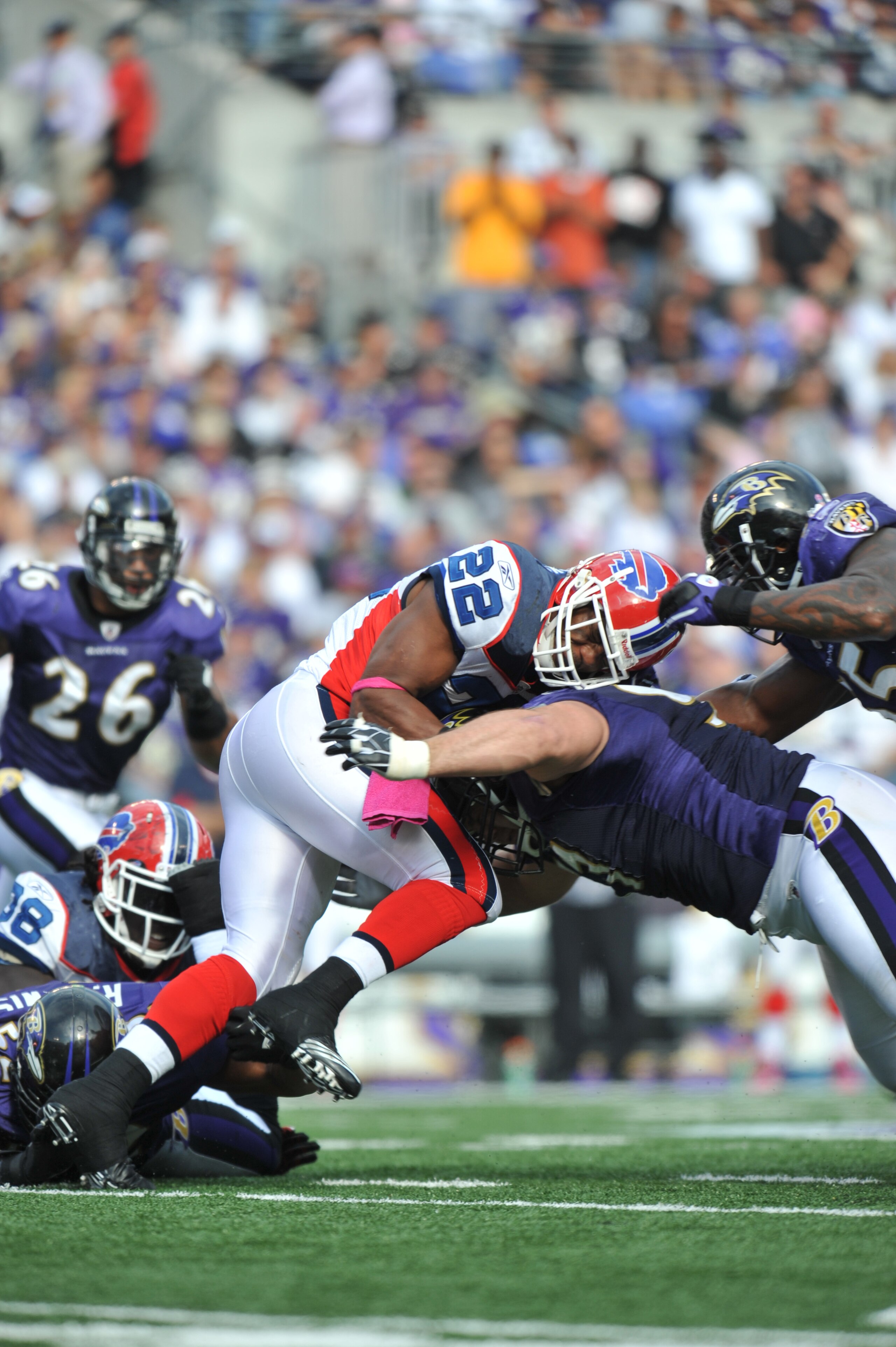 BALTIMORE, MD - OCTOBER 24:  Fred Jackson #22 of the Buffalo Bills runs the ball against the Baltimore Ravens at M&T Bank Stadium on October 24, 2010 in Baltimore, Maryland. The Ravens defeated the Bills 37-34. (Photo by Larry French/Getty Images)