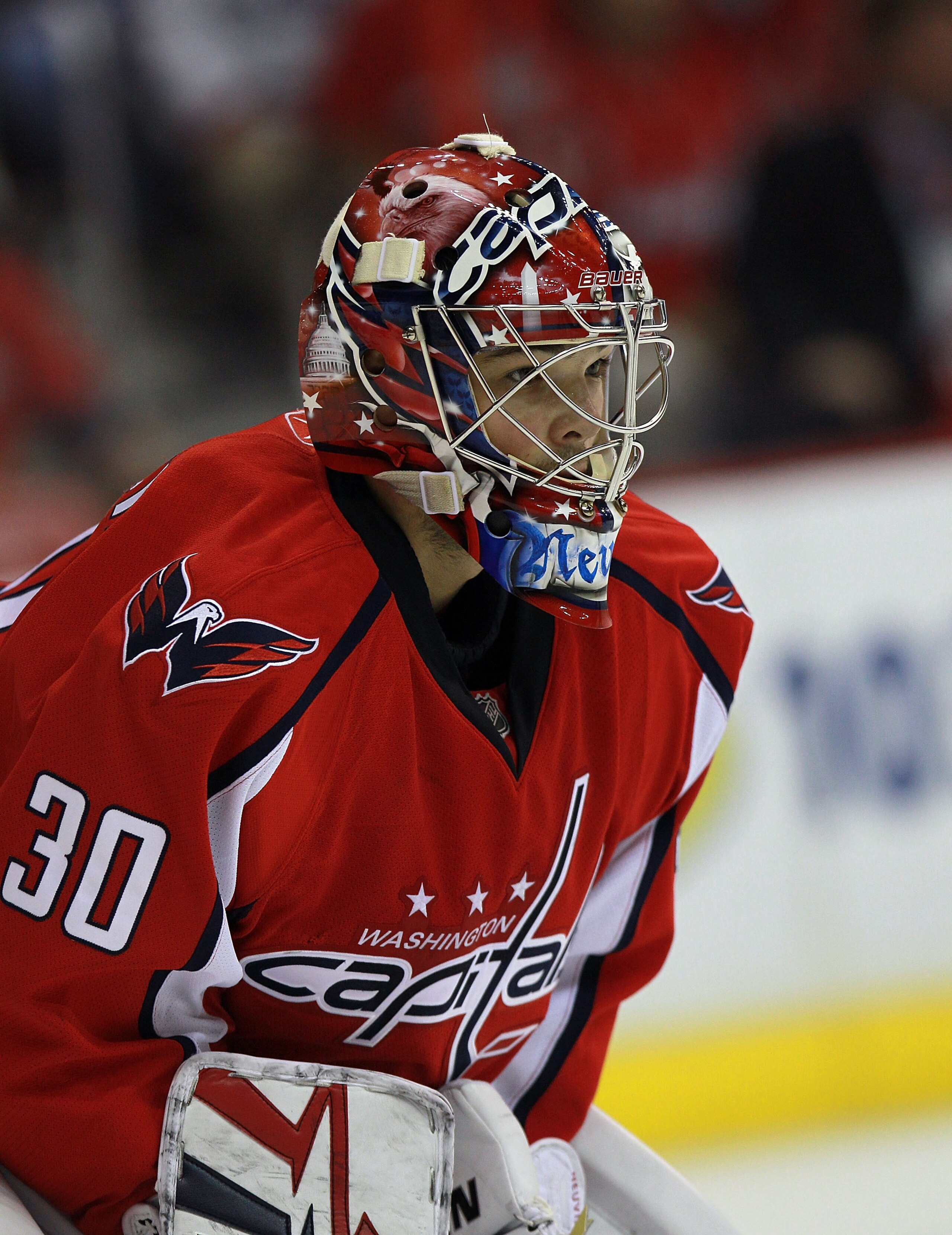 WASHINGTON - OCTOBER 13: Goaltender Michal Neuvirth #30 of the Washington Capitals in action against the New York Islanders at the Verizon Center on October 13, 2010 in Washington, DC. (Photo by Bruce Bennett/Getty Images) WASHINGTON - OCTOBER 13: Goaltender Michal Neuvirth #30 of the Washington Capitals in action against the New York Islanders at the Verizon Center on October 13, 2010 in Washington, DC. (Photo by Bruce Bennett/Getty Images)