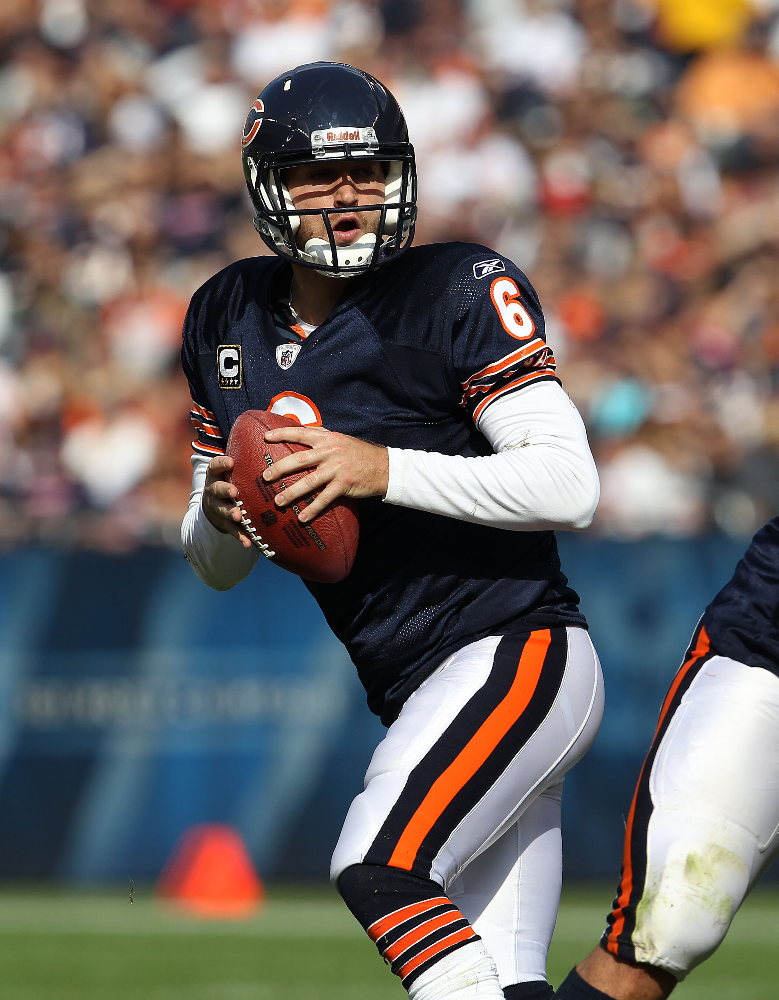 CHICAGO - OCTOBER 24: Jay Cutler #6 of the Chicago Bears drops back to pass against the Washington Redskins at Soldier Field on October 24, 2010 in Chicago, Illinois. The Redskins defeated the Bears 17-14. (Photo by Jonathan Daniel/Getty Images) CHICAGO - OCTOBER 24: Jay Cutler #6 of the Chicago Bears drops back to pass against the Washington Redskins at Soldier Field on October 24, 2010 in Chicago, Illinois. The Redskins defeated the Bears 17-14. (Photo by Jonathan Daniel/Getty Images)